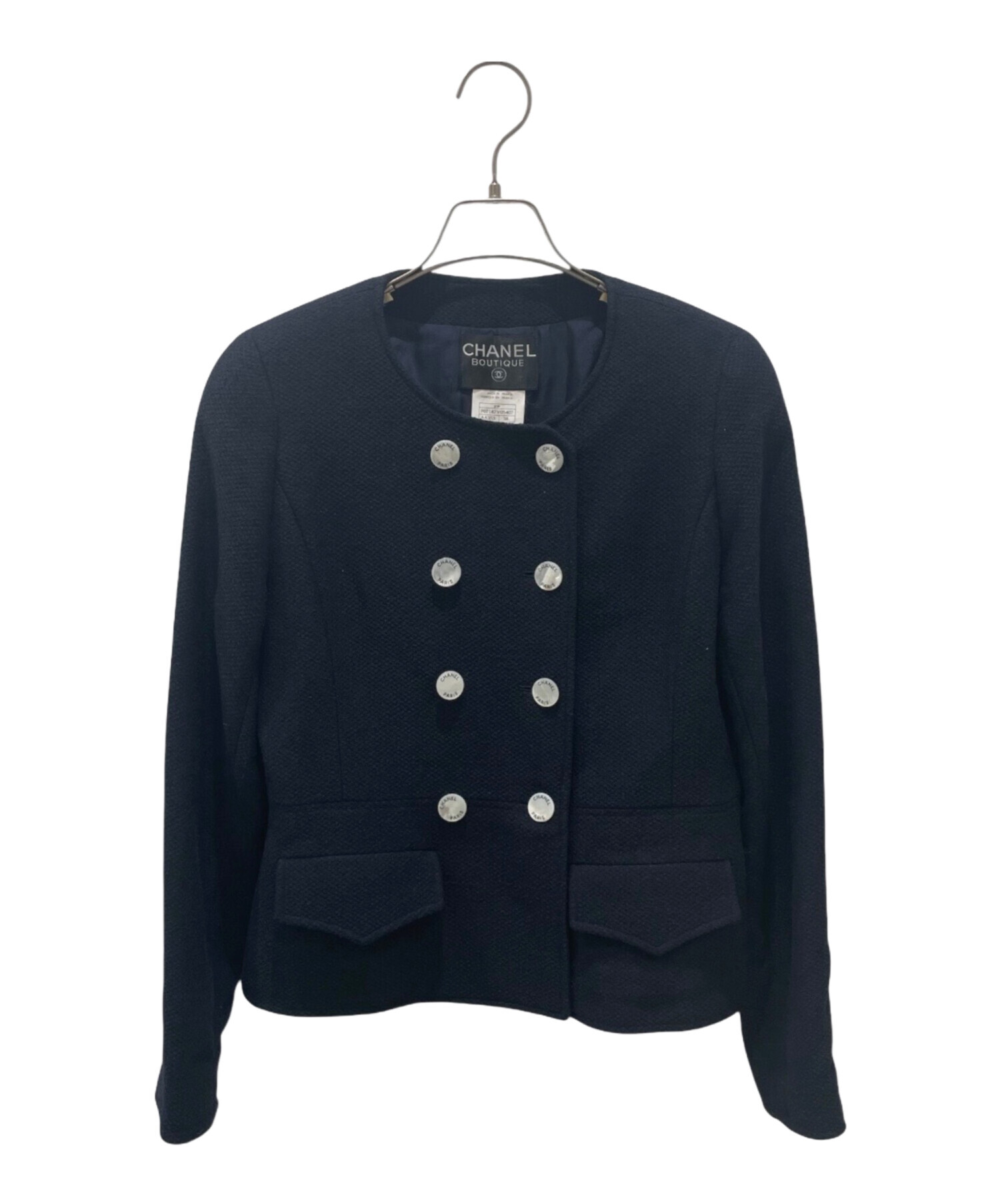 中古・古着通販】CHANEL (シャネル) ノーカラージャケット ネイビー