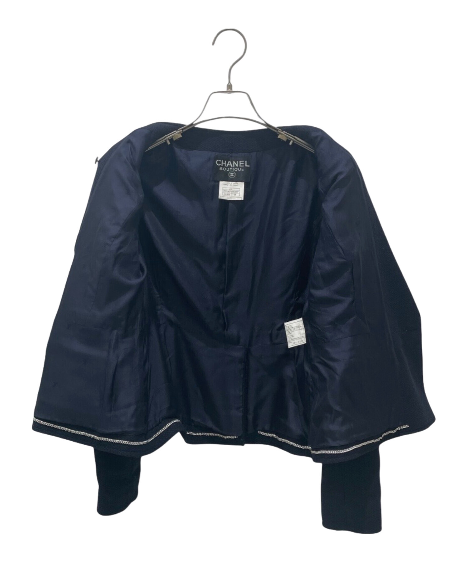 中古・古着通販】CHANEL (シャネル) ノーカラージャケット ネイビー