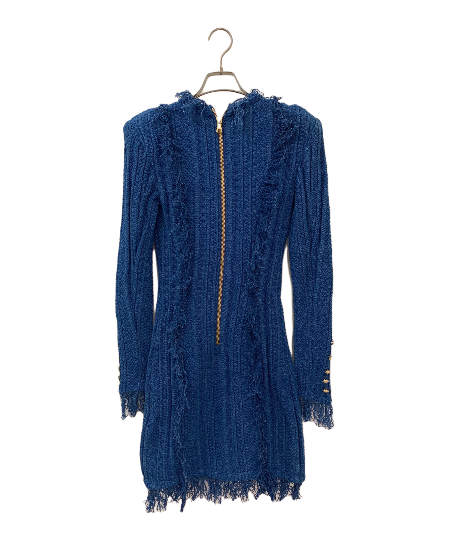 中古・古着通販】BALMAIN (バルマン) ニットワンピース ブルー サイズ