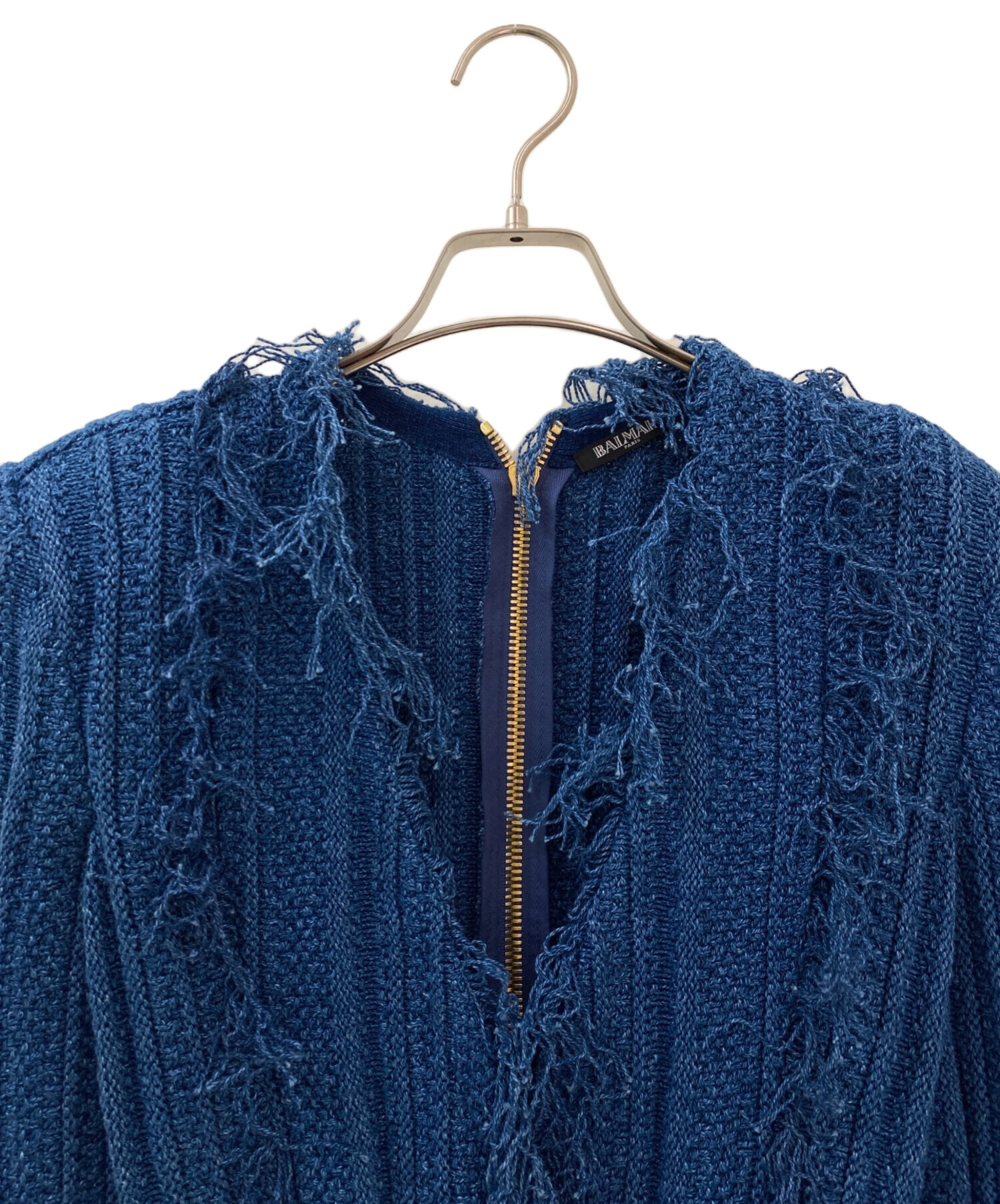 中古・古着通販】BALMAIN (バルマン) ニットワンピース ブルー サイズ