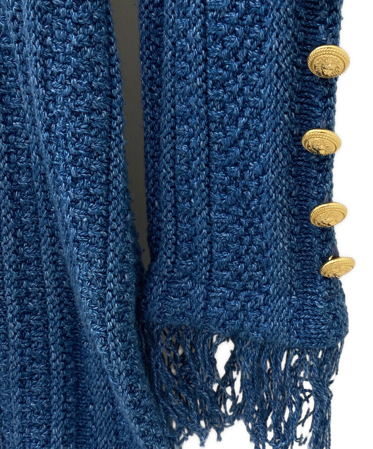 中古・古着通販】BALMAIN (バルマン) ニットワンピース ブルー サイズ