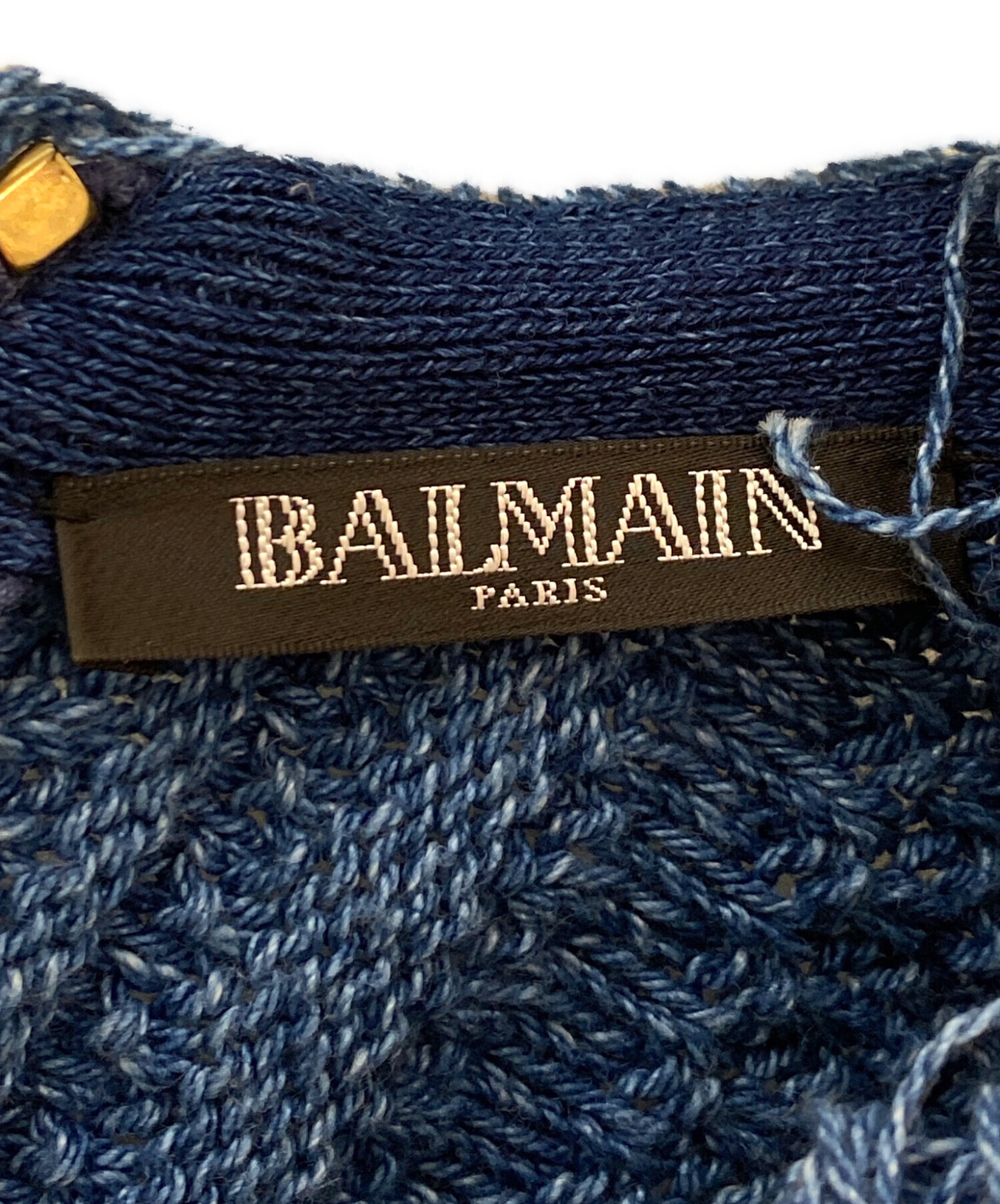 中古・古着通販】BALMAIN (バルマン) ニットワンピース ブルー サイズ