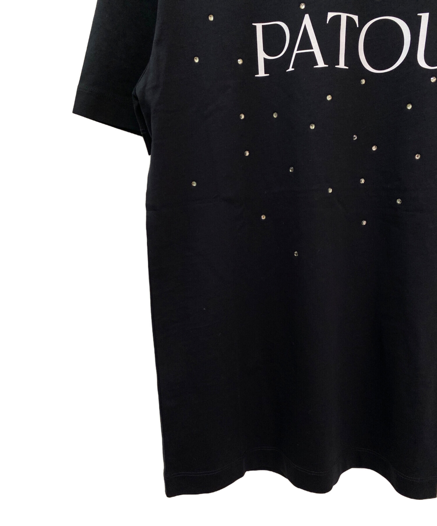 中古・古着通販】patou (パトゥ) ビジュー付きTシャツ ブラック サイズ