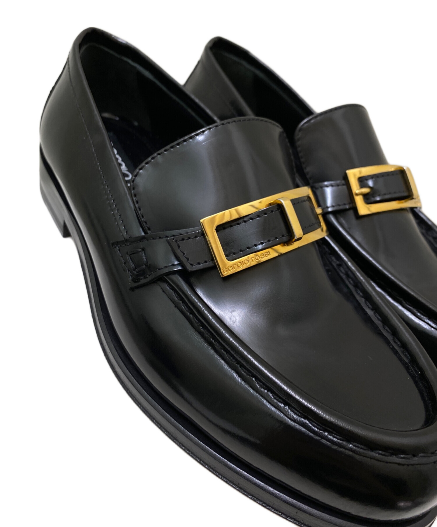 【美品】Sergio Rossi レザー ローファー ブラック 中古・古着通販】sergio rossi (セルジオロッシ) ローファー ブラック