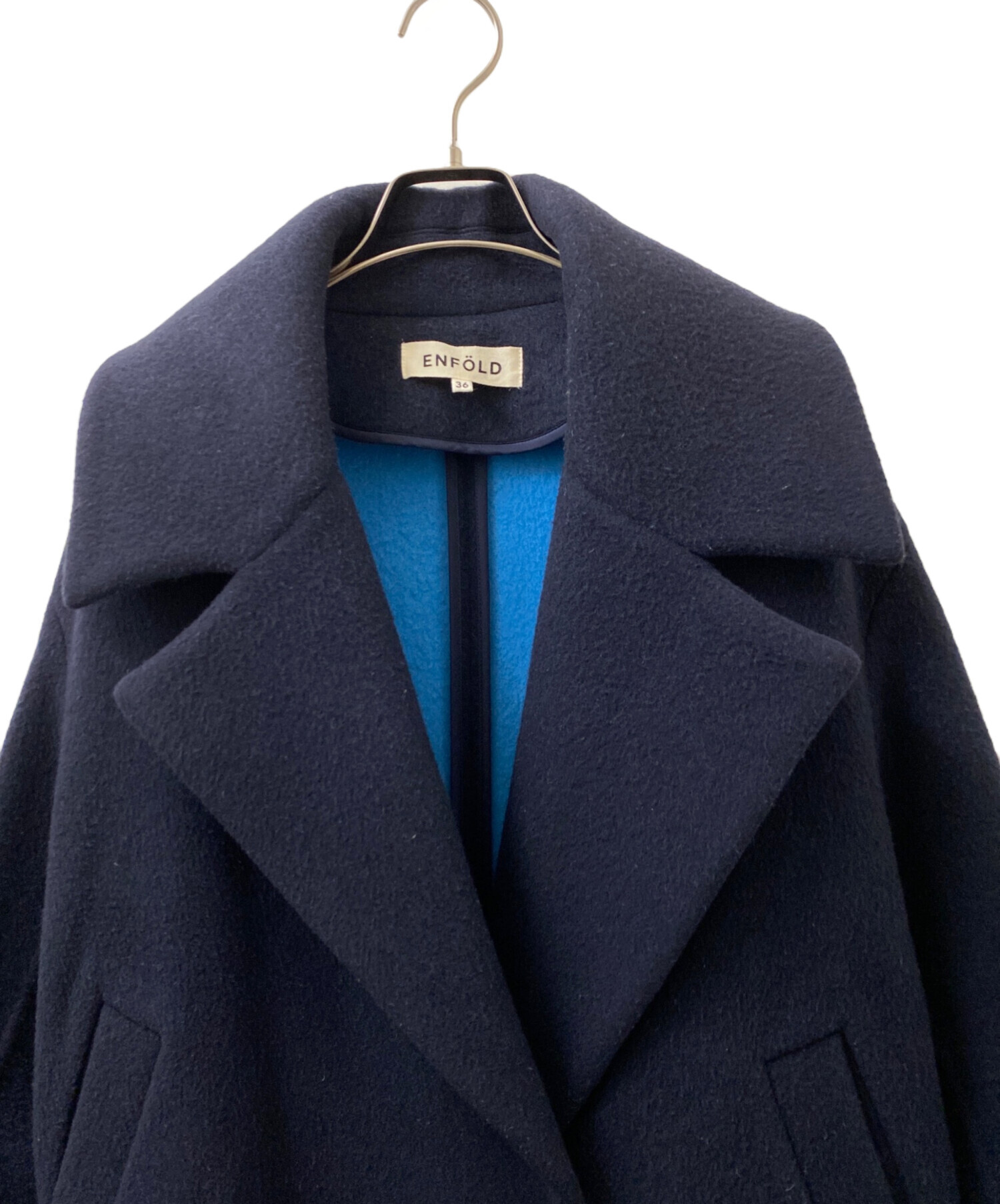ENFÖLD ネイビー ウールコート 38号 中古・古着通販】ENFOLD (エンフォルド) ウールリバーチェスターコート