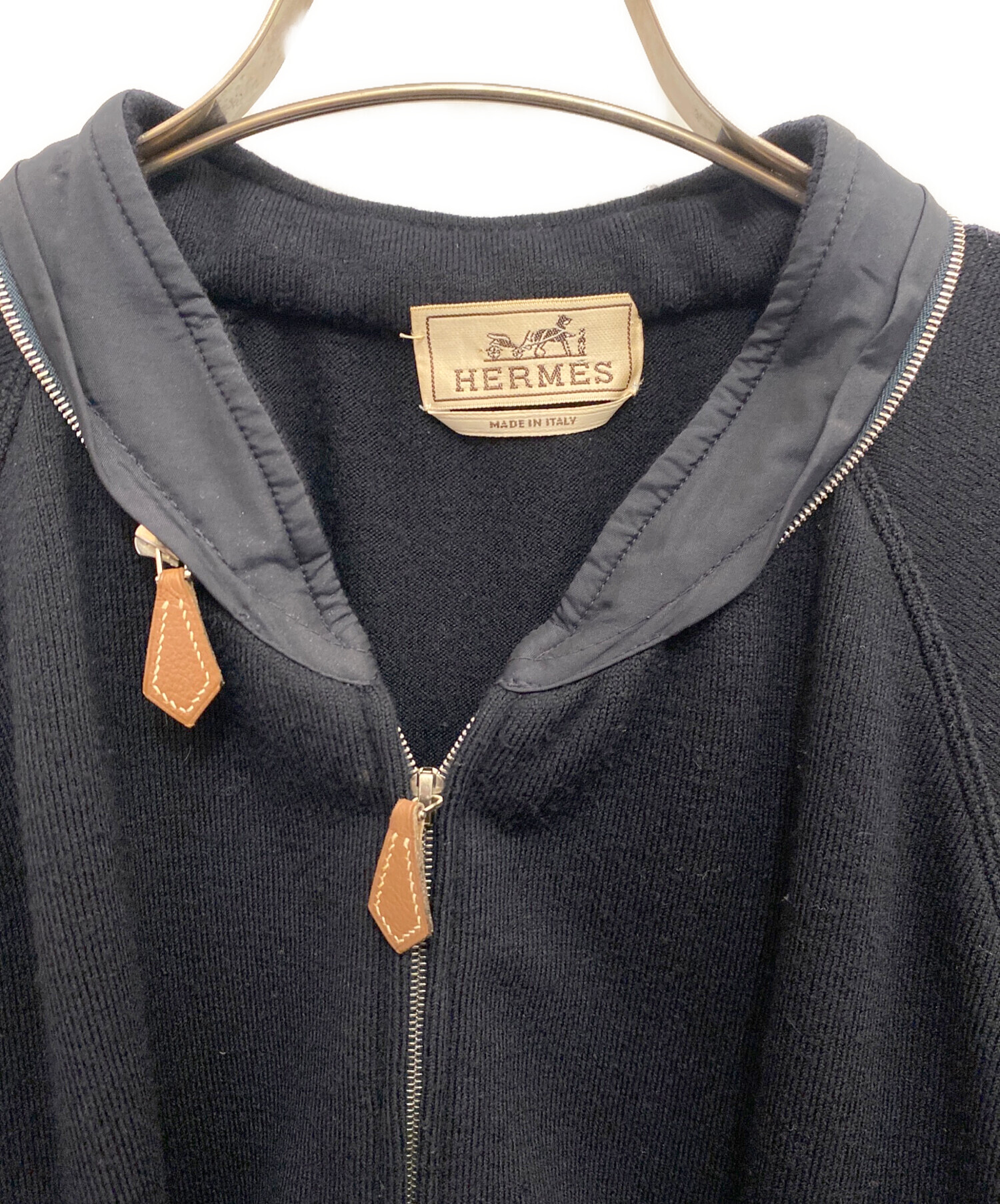 中古・古着通販】HERMES (エルメス) ニットジップジャケット ネイビー