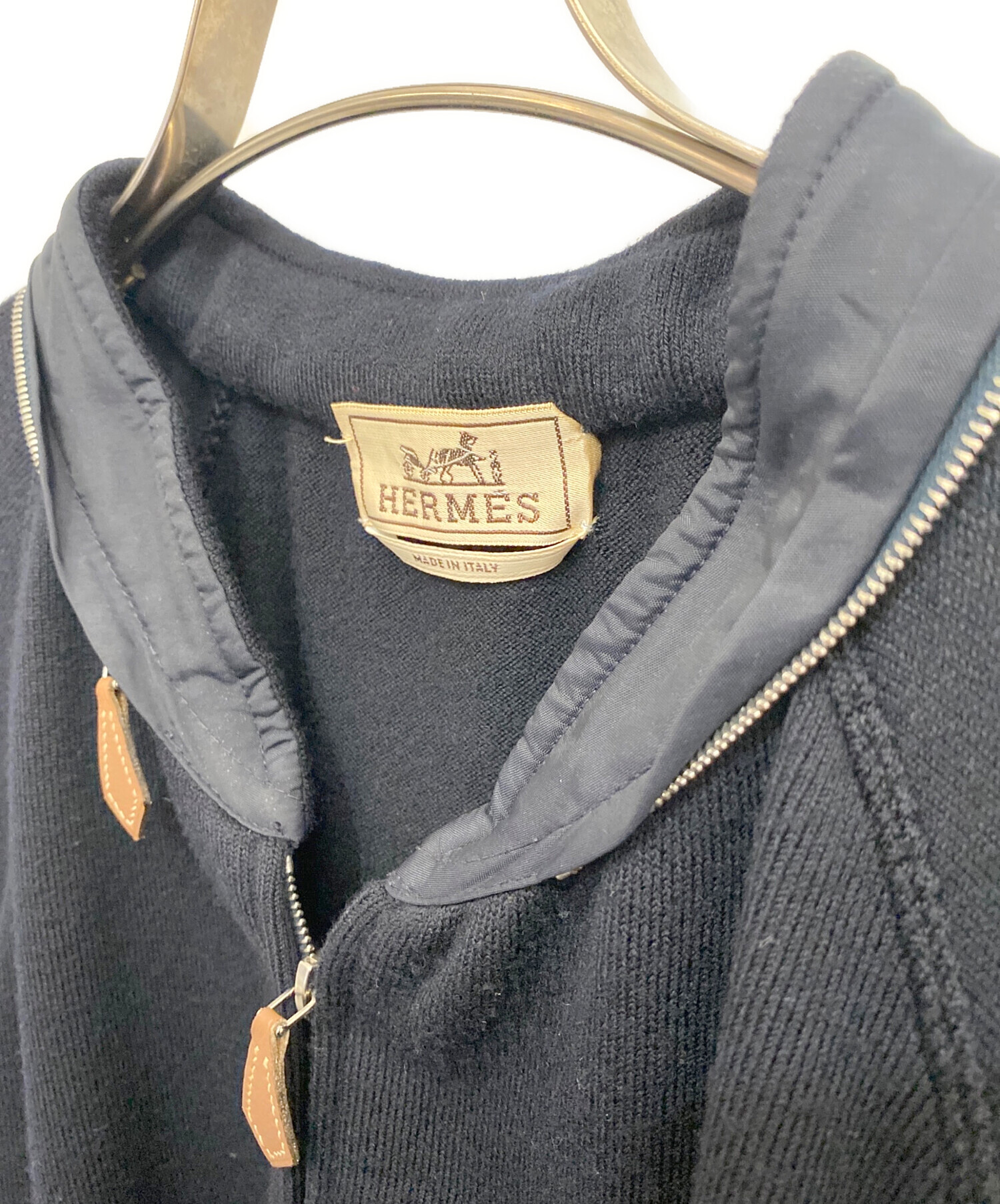 中古・古着通販】HERMES (エルメス) ニットジップジャケット ネイビー 