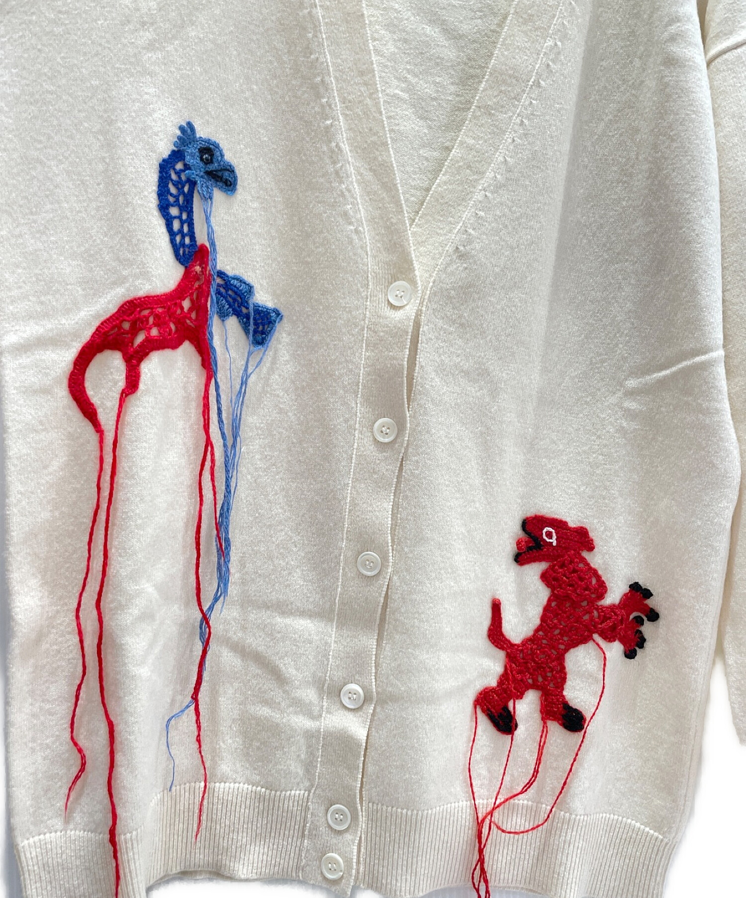 中古・古着通販】LOEWE (ロエベ) 刺繍ニットカーディガン アイボリー