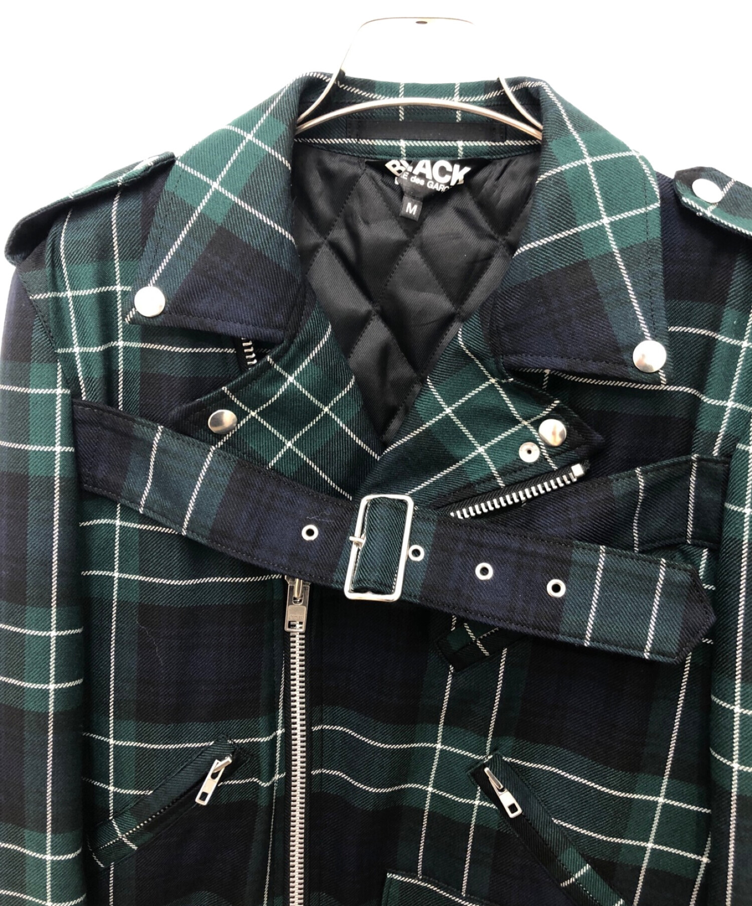 COMME des GARCONS チェックライダースジャケット 中古・古着通販】BLACK COMME des GARCONS (ブラックコムデギャルソン