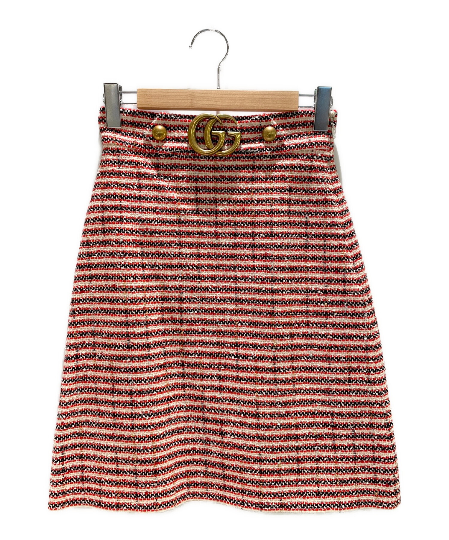 グッチ　GUCCI スカート　ツイード　36 中古・古着通販】GUCCI (グッチ) ツイードスカート レッド サイズ:36