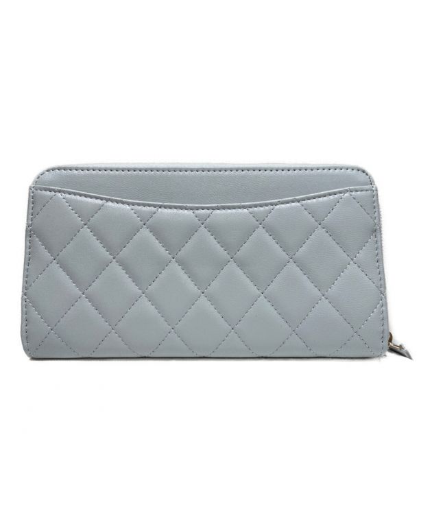 ・美品 CHANEL マトラッセ シルバー　ジッピーウォレット 鑑定済み 長財 シャネル マトラッセ 二つ折り 長財布 ロングウォレット S/No.13