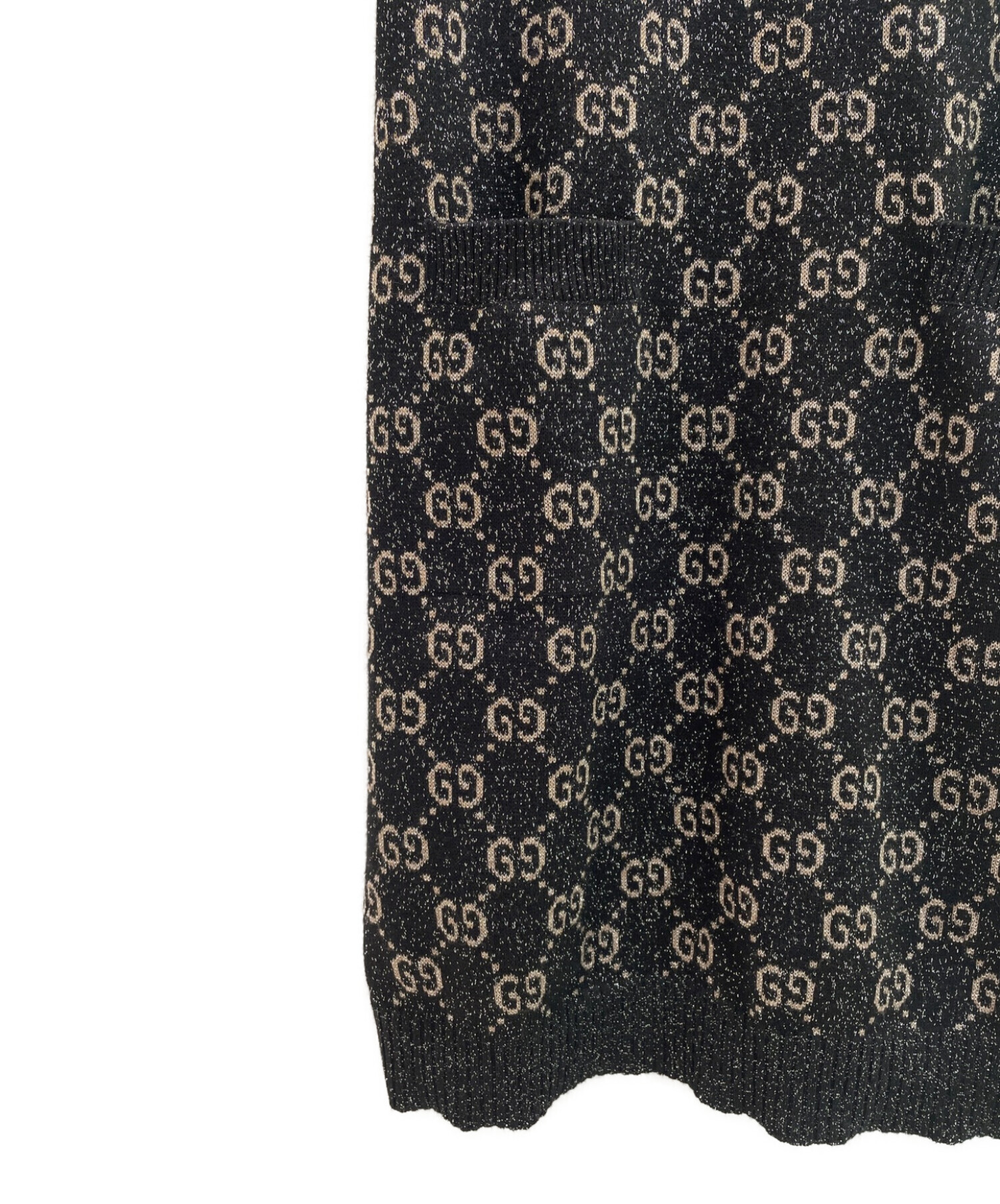 中古・古着通販】GUCCI (グッチ) ラメGGジャカードポロドレス ブラック