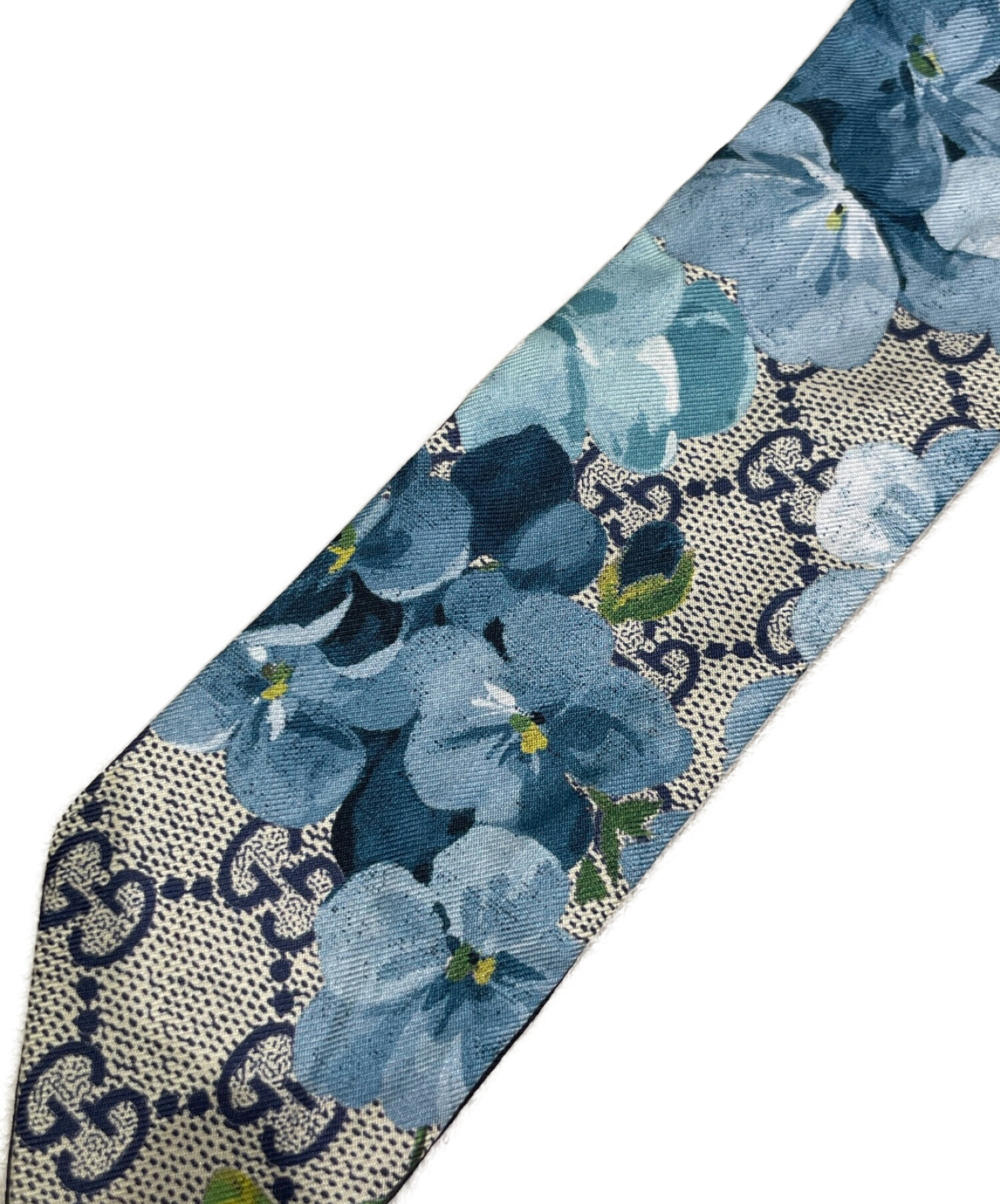 中古・古着通販】GUCCI (グッチ) フラワーGGツイリー ベージュ×ブルー