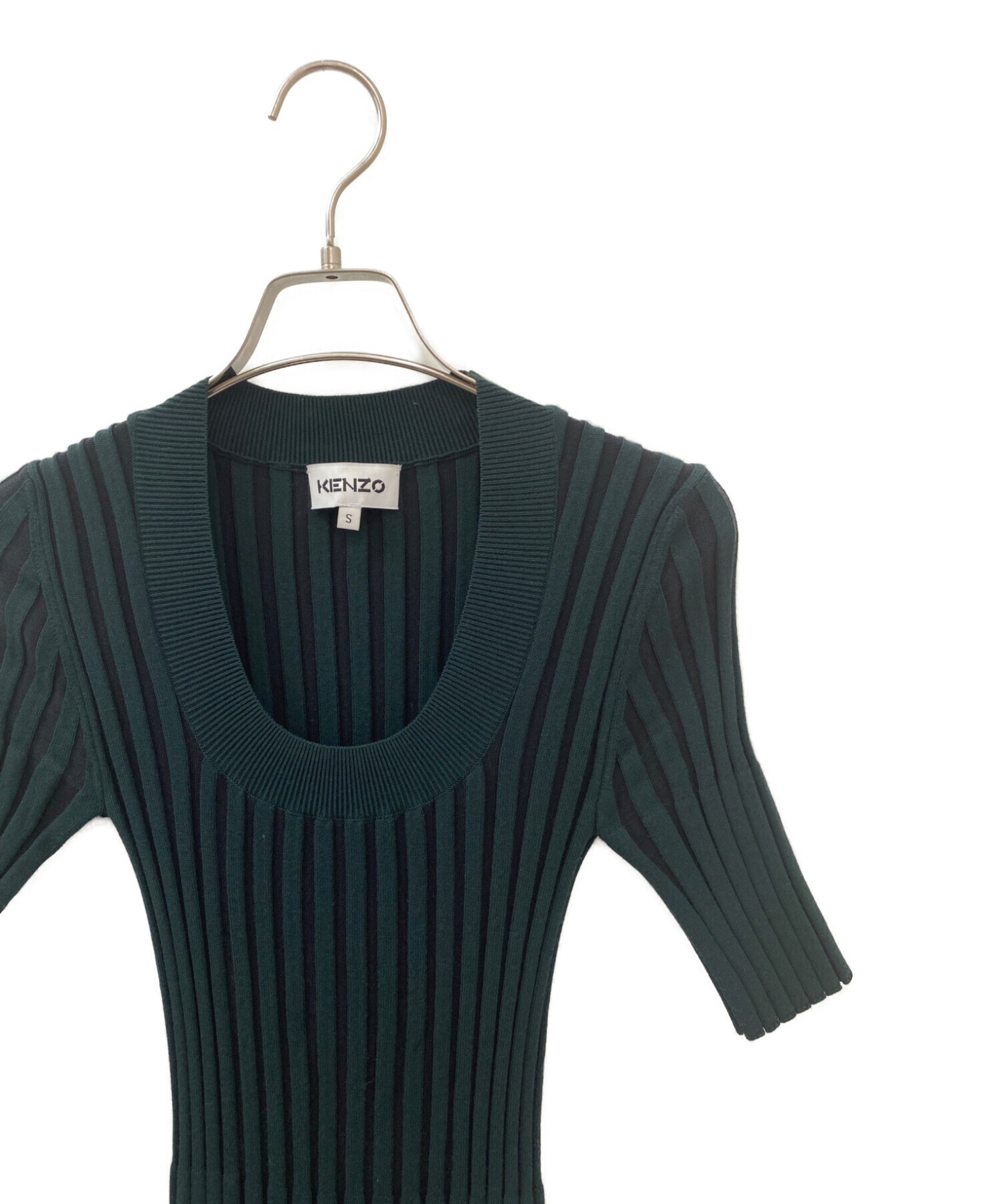 中古・古着通販】KENZO (ケンゾー) リブニットワンピース グリーン 