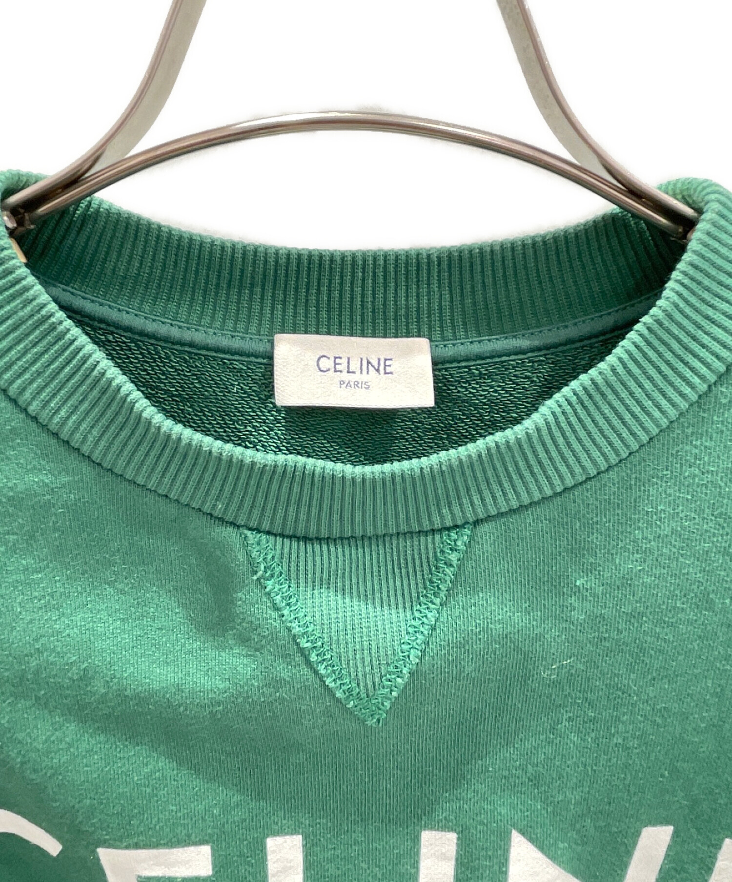 CELINE オリーブグリーン クロップドスウェット 中古・古着通販】CELINE (セリーヌ) クロップド スウェットシャツ