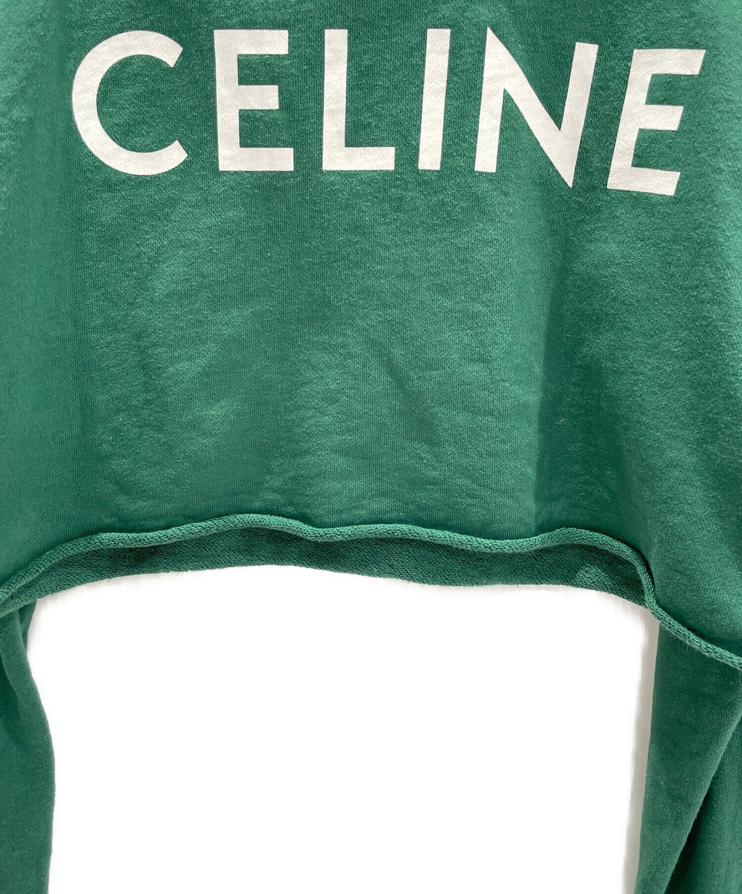 CELINE オリーブグリーン クロップドスウェット 中古・古着通販】CELINE (セリーヌ) クロップド スウェットシャツ