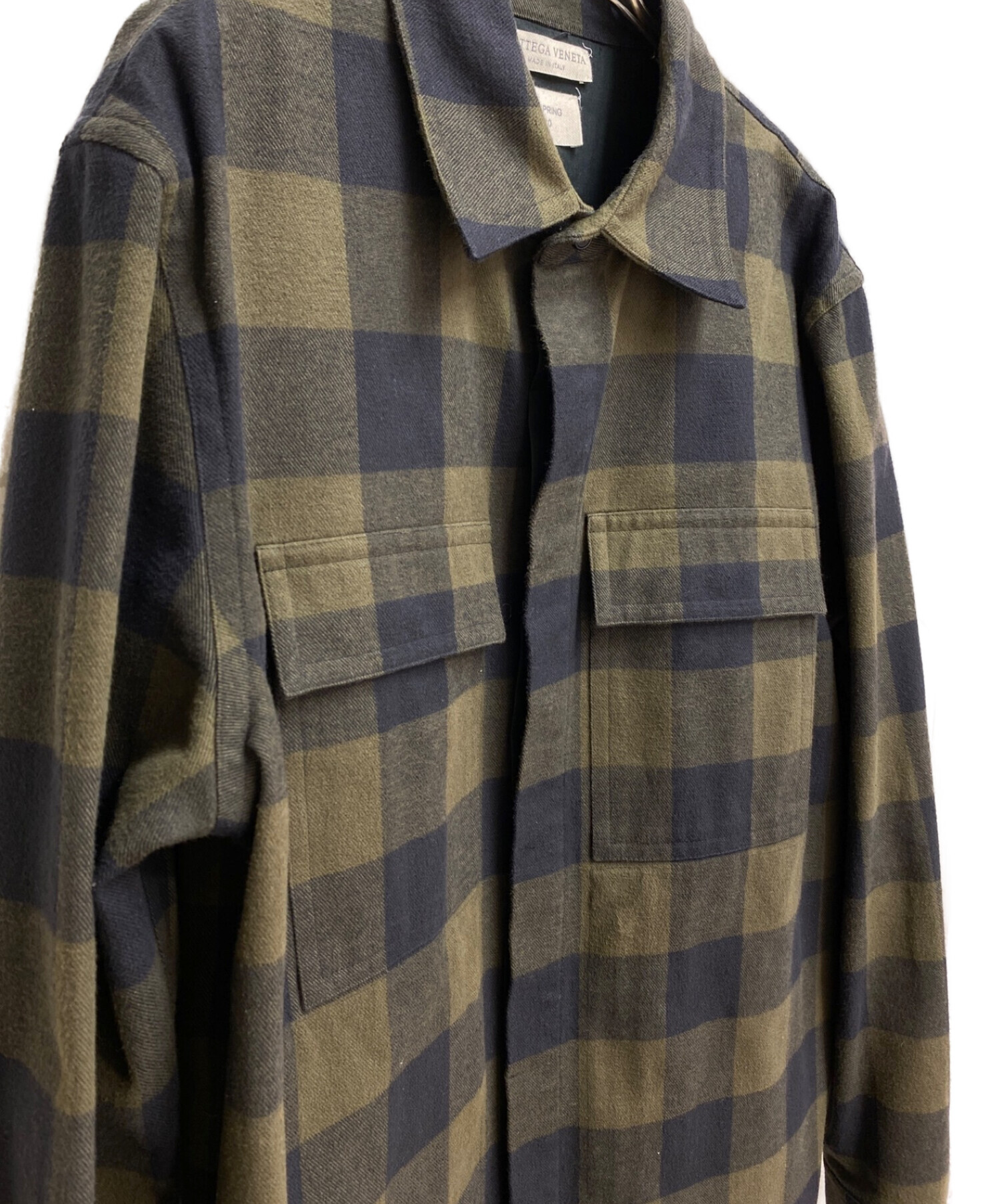 BOTTEGA VENETA ブラック　ブロックチェック　薄手　シャツ BOTTEGA VENETA ブラック ブロックチェック 薄手 シャツ