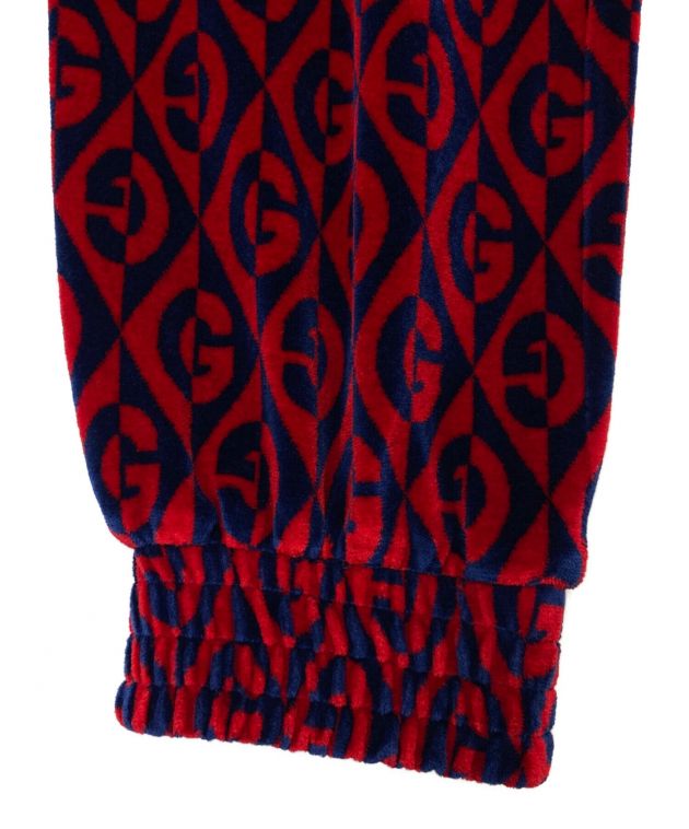 中古・古着通販】GUCCI (グッチ) 総柄ベロアパンツ レッド×ネイビー