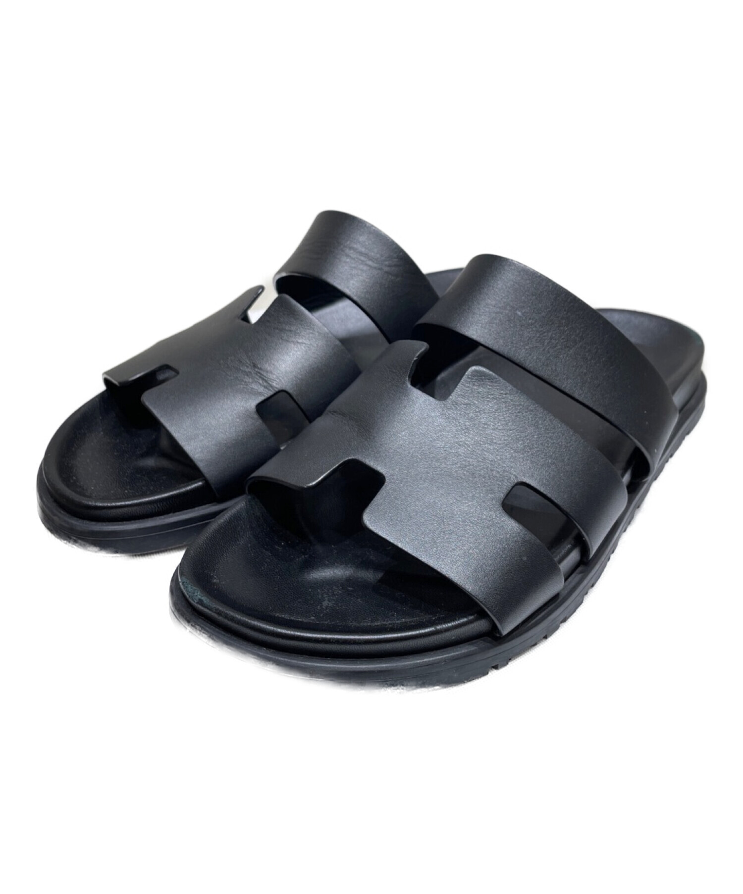 中古・古着通販】HERMES (エルメス) レザーサンダル ブラック サイズ