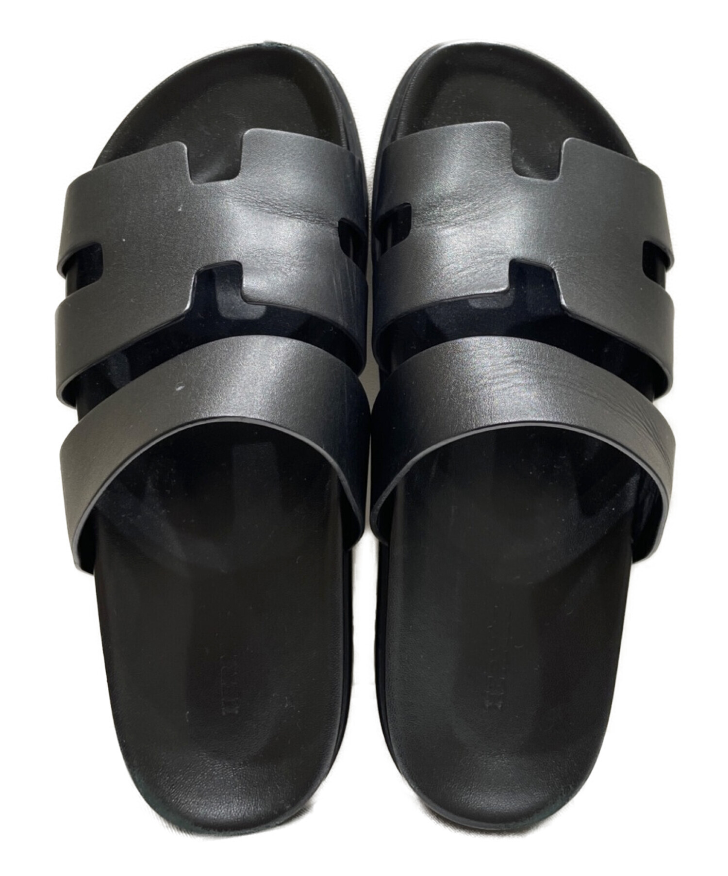 中古・古着通販】HERMES (エルメス) レザーサンダル ブラック サイズ