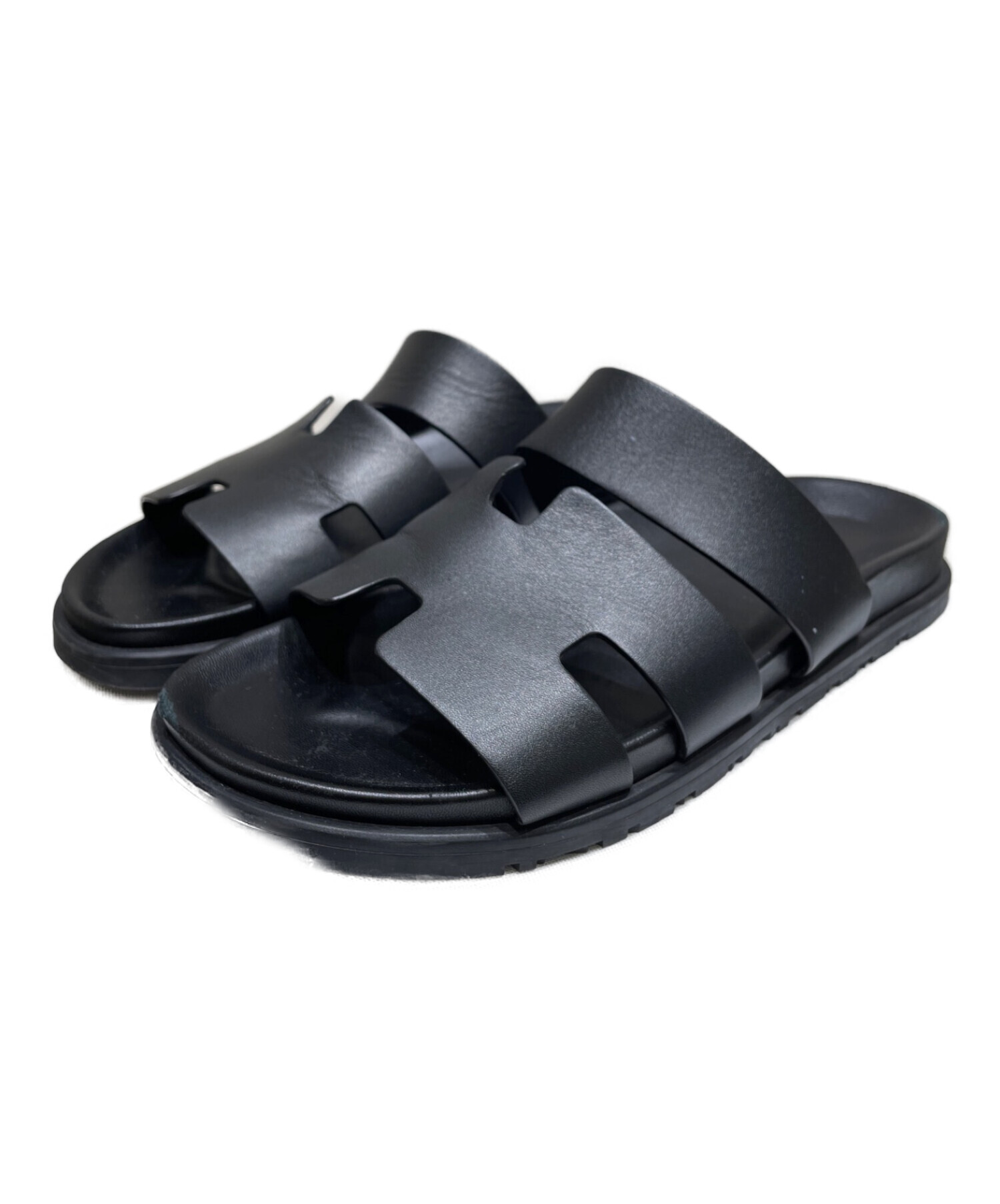 中古・古着通販】HERMES (エルメス) レザーサンダル ブラック サイズ