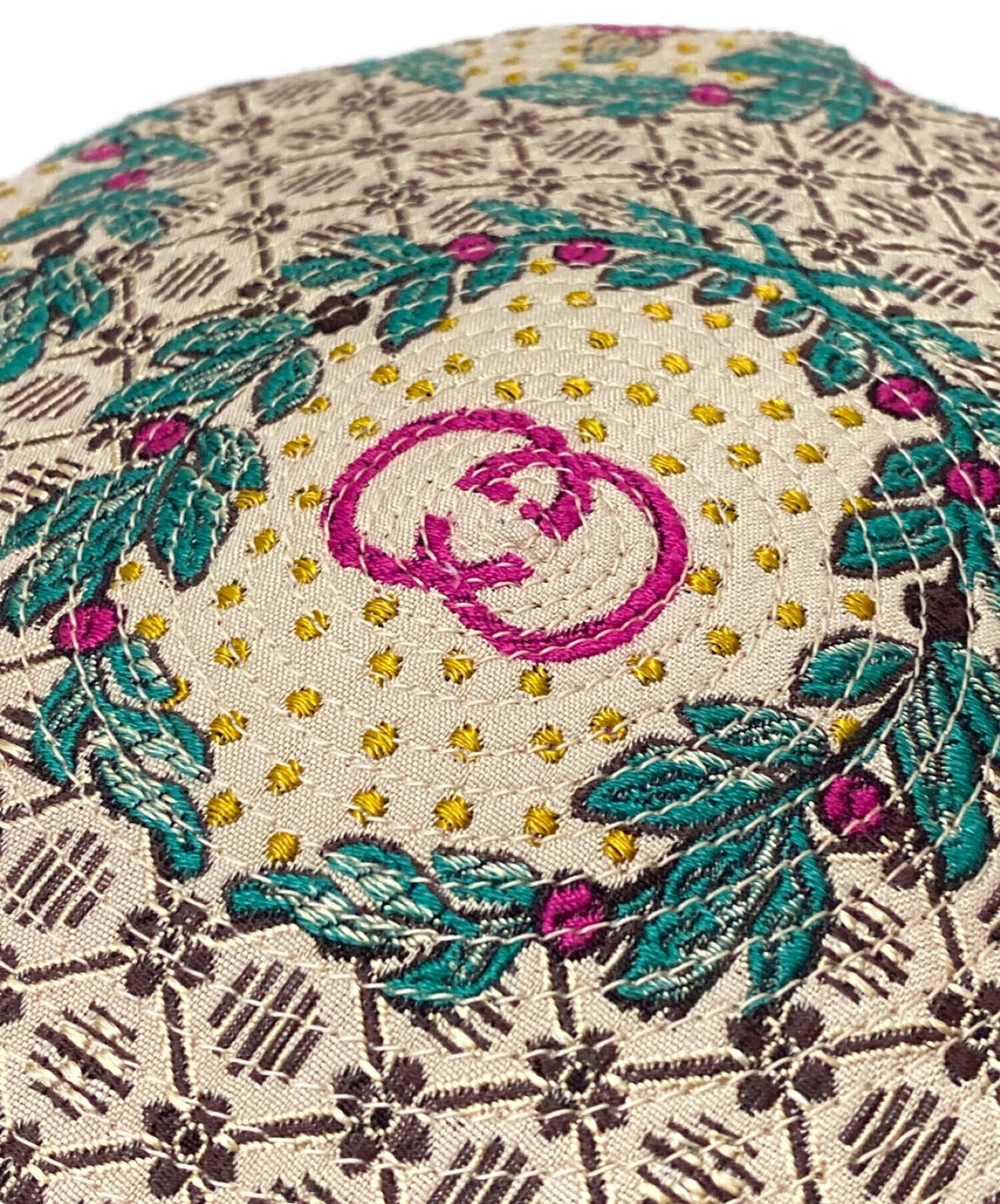 中古・古着通販】GUCCI (グッチ) 刺繍ベレー帽 ベージュ サイズ:M 
