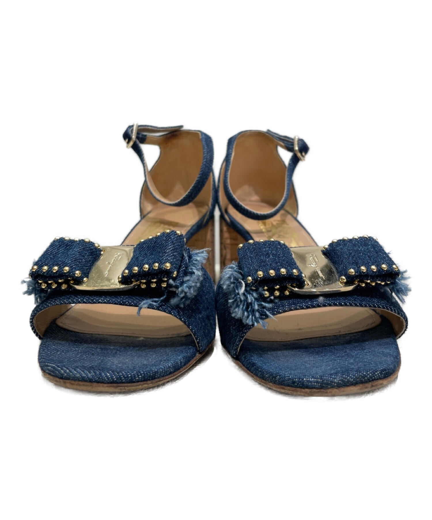 美品 SalvatoreFerragamo ヴァラリボン ミュール サンダル サルヴァトーレフェラガモ ミュール ヴァラ リボン レディース SIZE 5