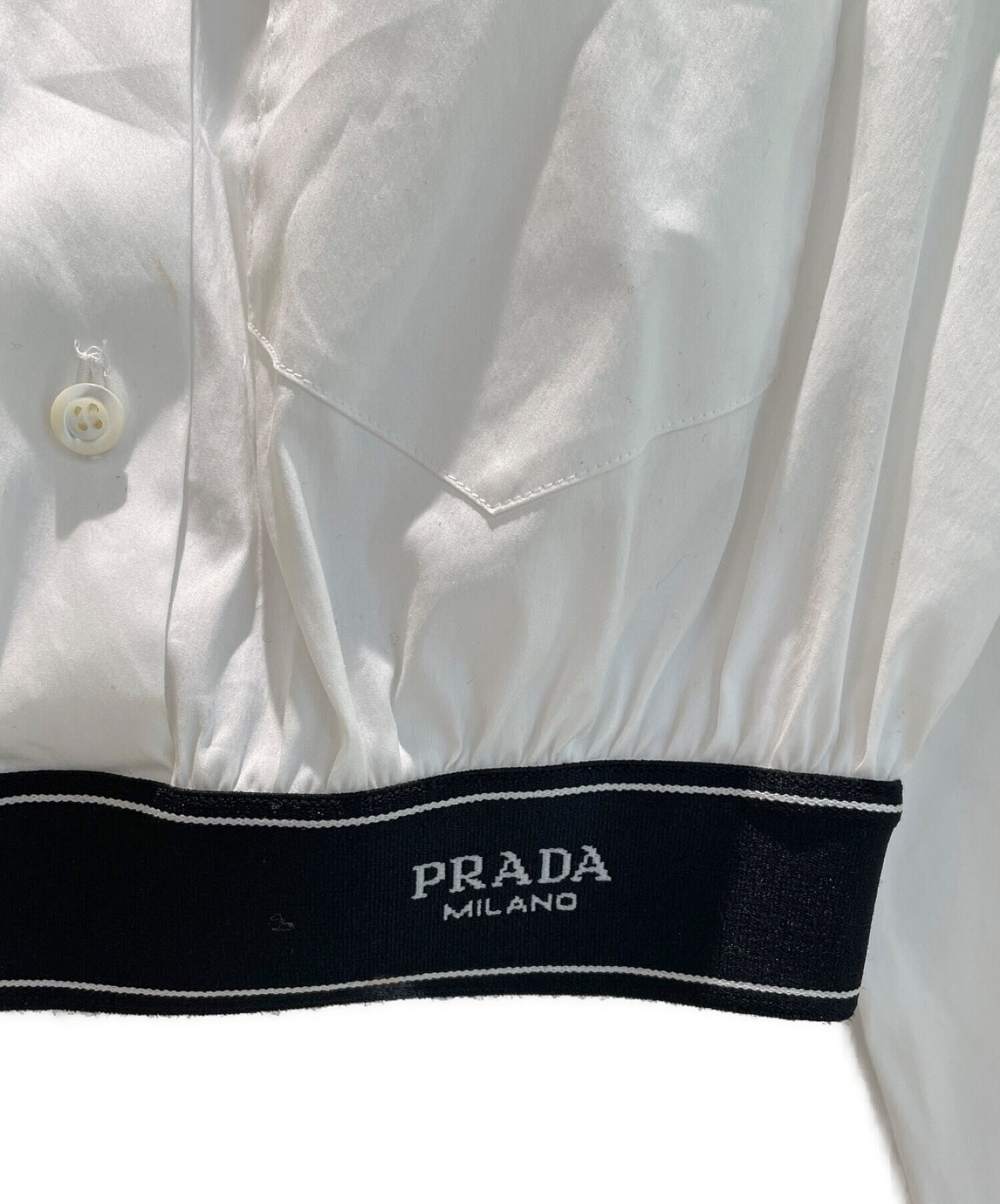中古・古着通販】PRADA (プラダ) ポプリンストレッチシャツ ホワイト 