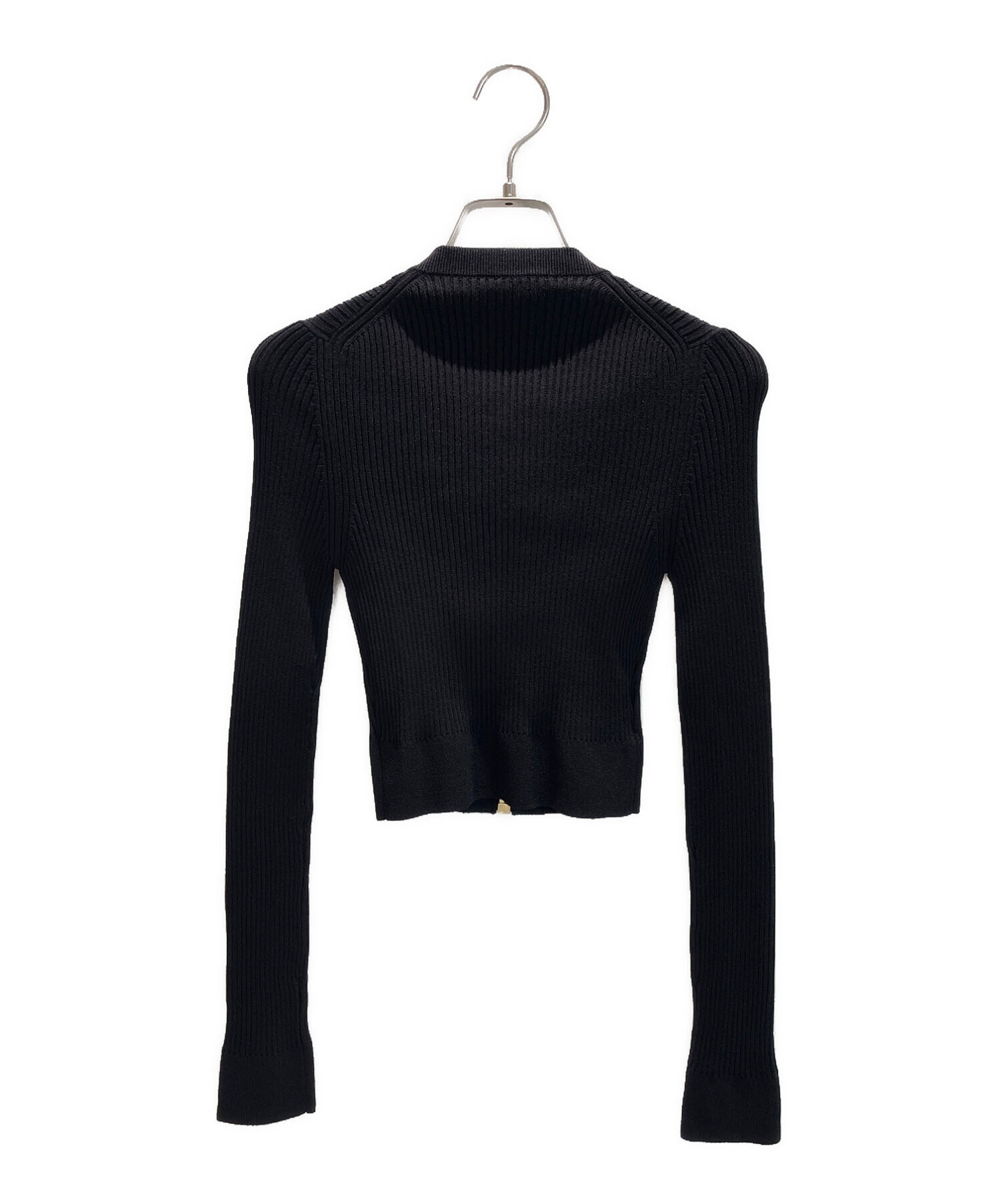 miu miu 黒 カーディガン 中古・古着通販】MIU MIU (ミュウミュウ) ビスコース クルーネック