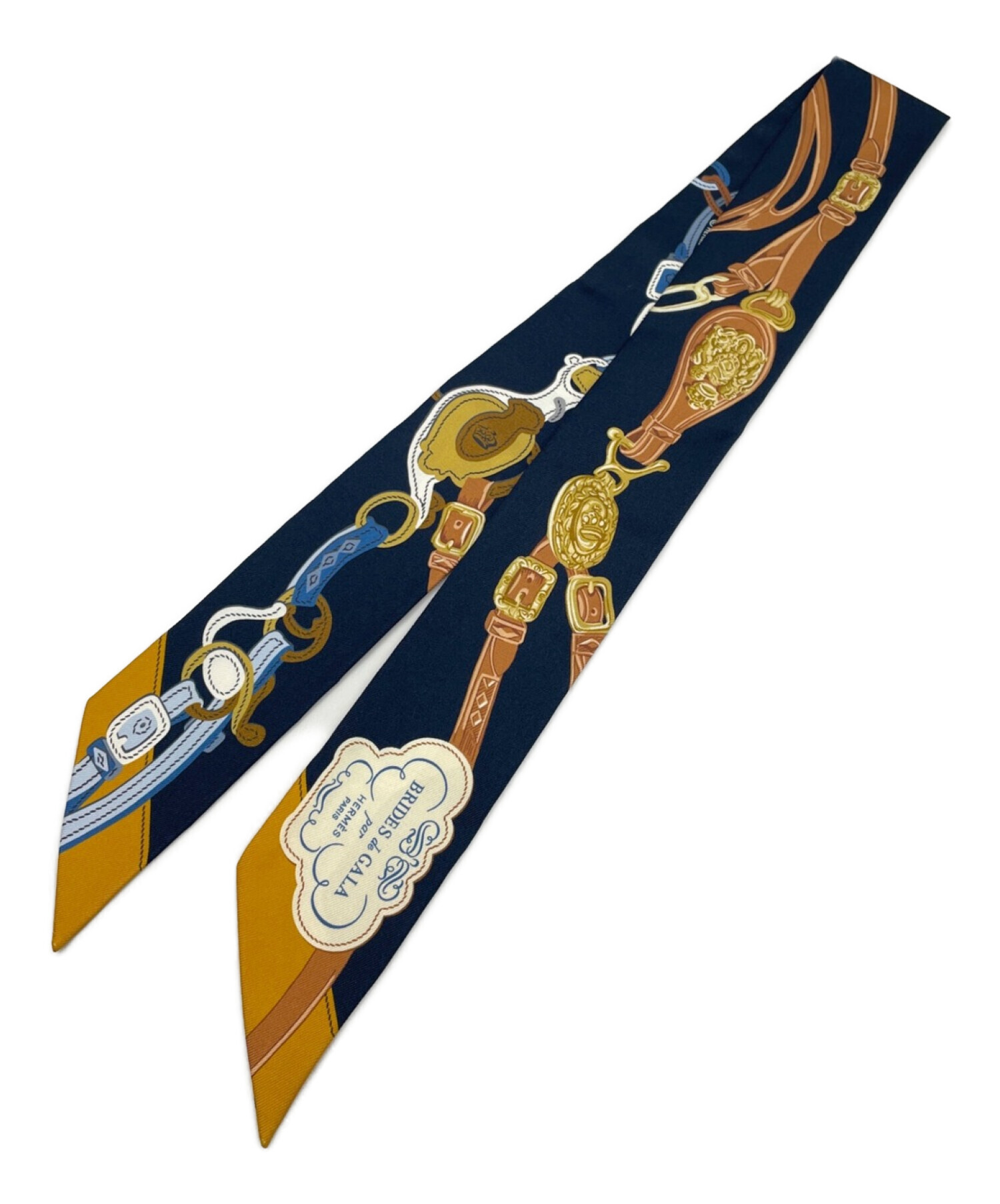 中古・古着通販】HERMES (エルメス) ツイリー ネイビー×ブラウン