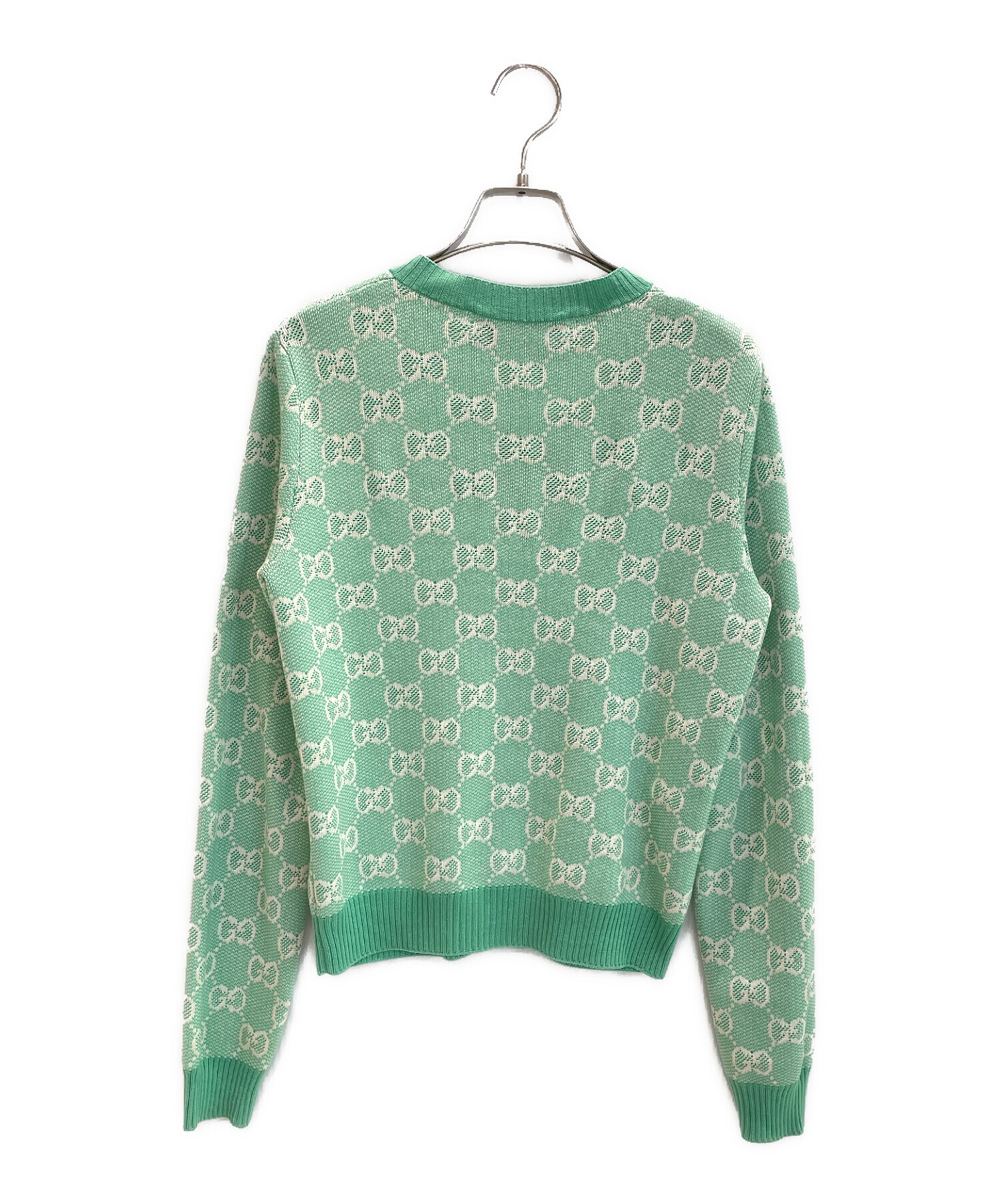 GUCCI ホースビット　グリーンパターン カーディガン 中古・古着通販】GUCCI (グッチ) GGアナグラムニットカーディガン