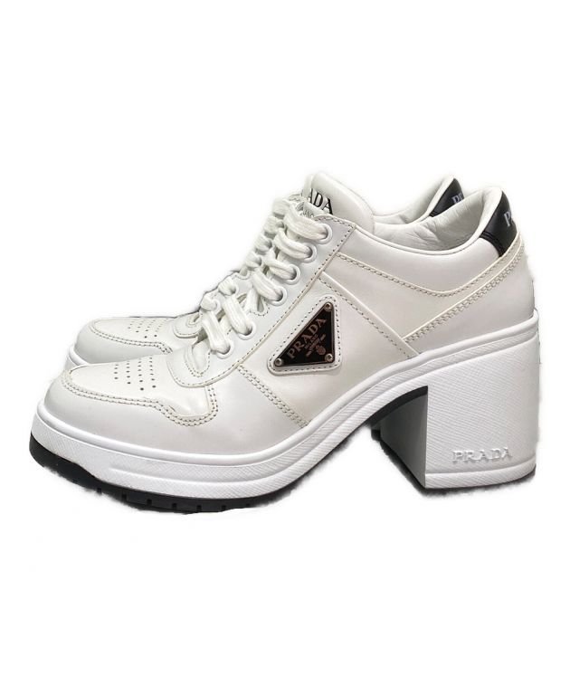中古・古着通販】PRADA (プラダ) レザーヒールスニーカー ホワイト