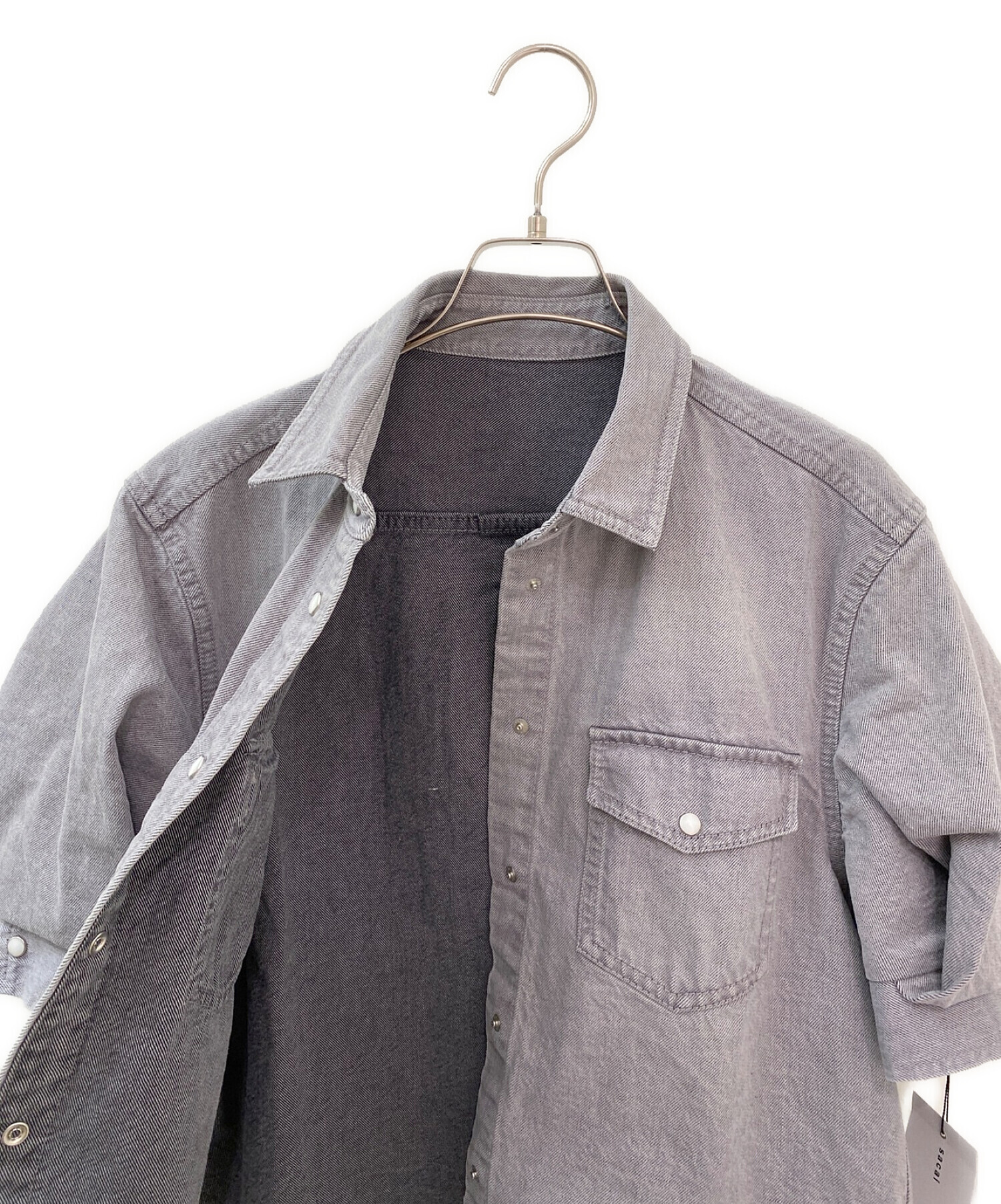 中古・古着通販】sacai (サカイ) ショートスリーブデニムシャツ グレー