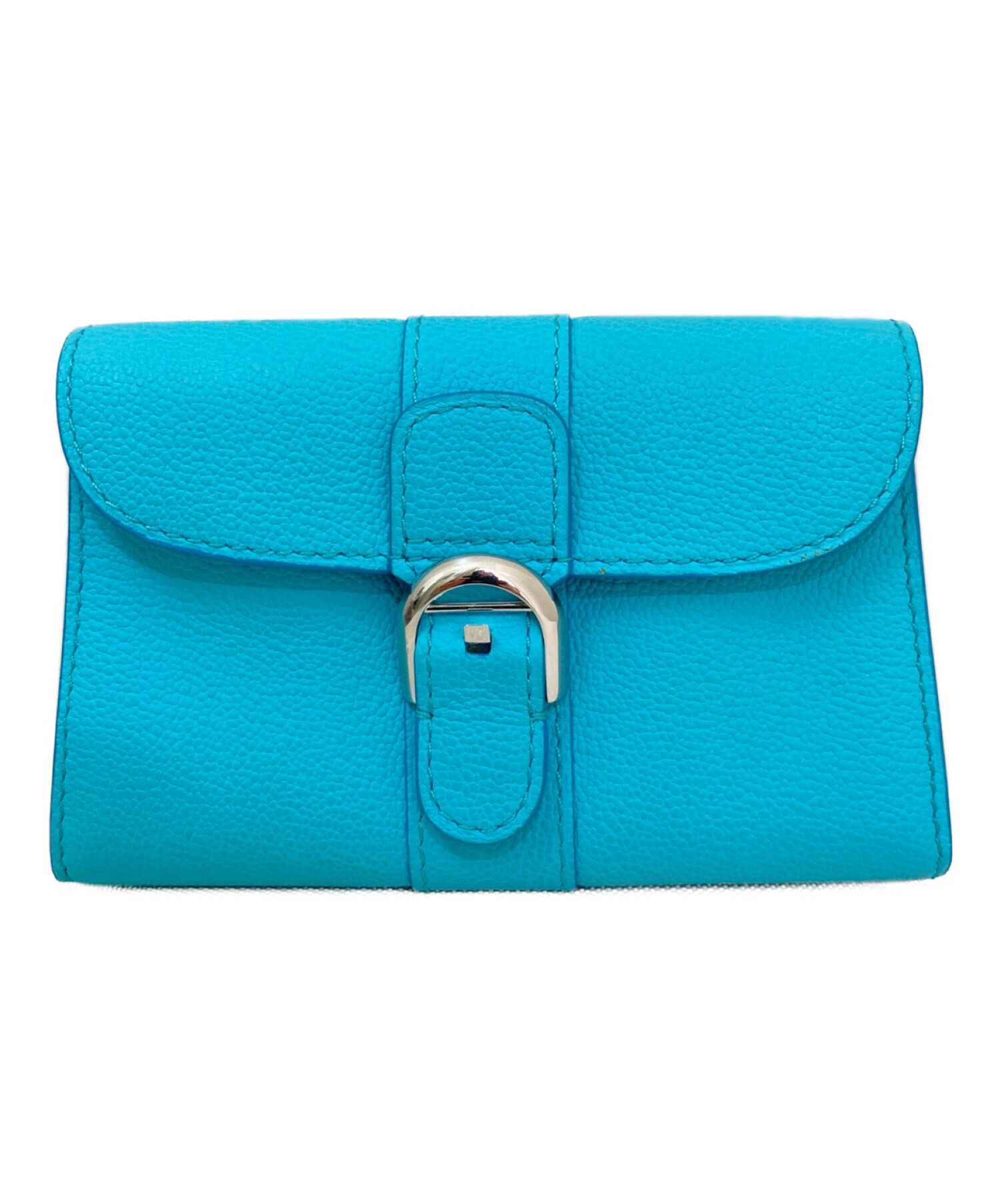 デルヴォー ブリヨン レザー 三つ折り財布 コンパクトウォレット ブルー【中古】 DELVAUX - デルヴォー ブリヨン レザー 三つ折り財布 コンパクト