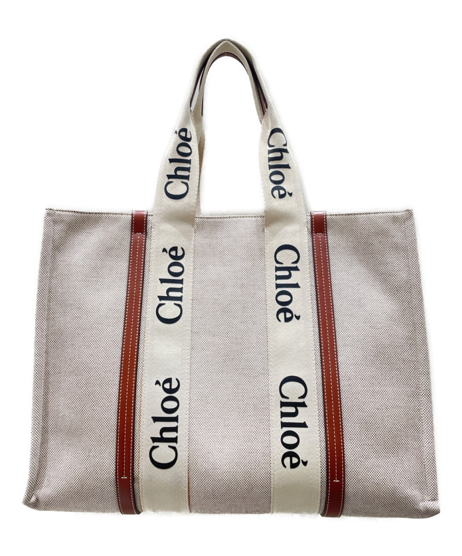 中古・古着通販】Chloe (クロエ) WOODY LARGE TOTE BAG ベージュ×タン 