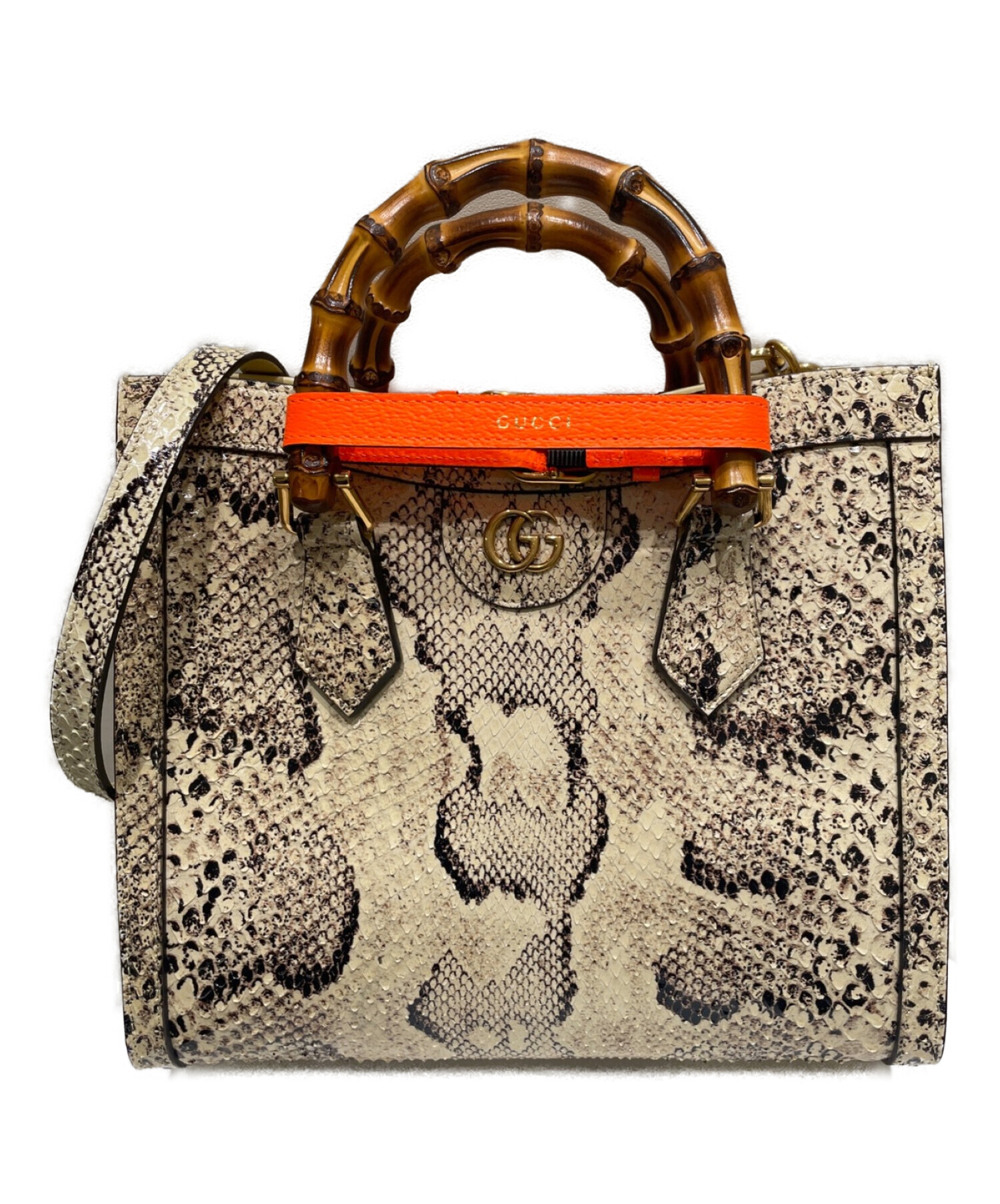D*D様 GUCCI 美品 ハンドバッグ パーティーバッグ パイソン ビンテージ 中古・古着通販】GUCCI (グッチ) ダイアナ ミニ パイソン トートバッグ