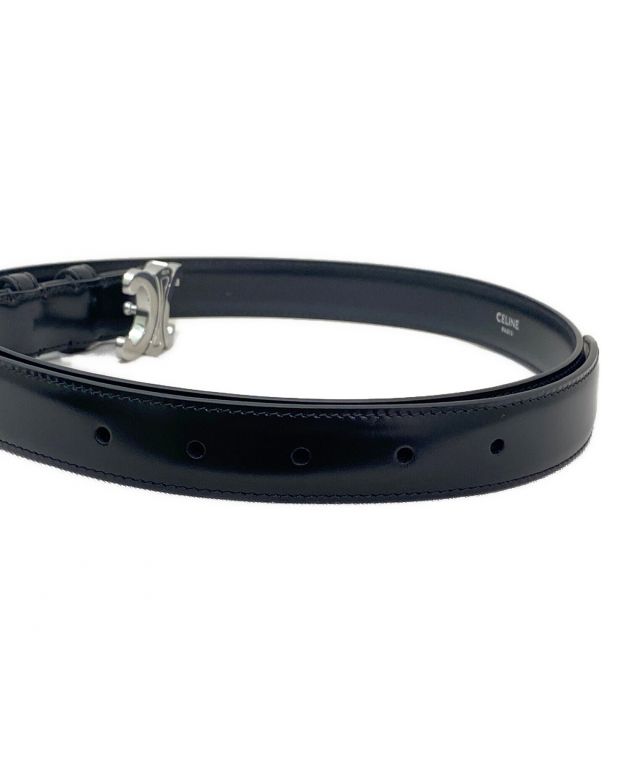 CELINE スモール トリオンフ ベルトブラックレザーベルト サイズ85 セリーヌ トリオンフ ベルト 85 レザー ブラック A2511644｜中古