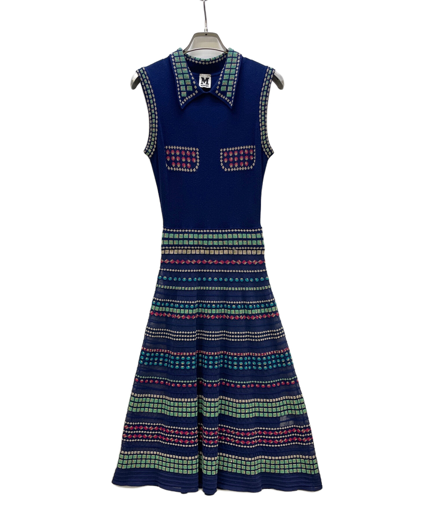 中古・古着通販】MISSONI (ミッソーニ) 襟付ノースリーブワンピース