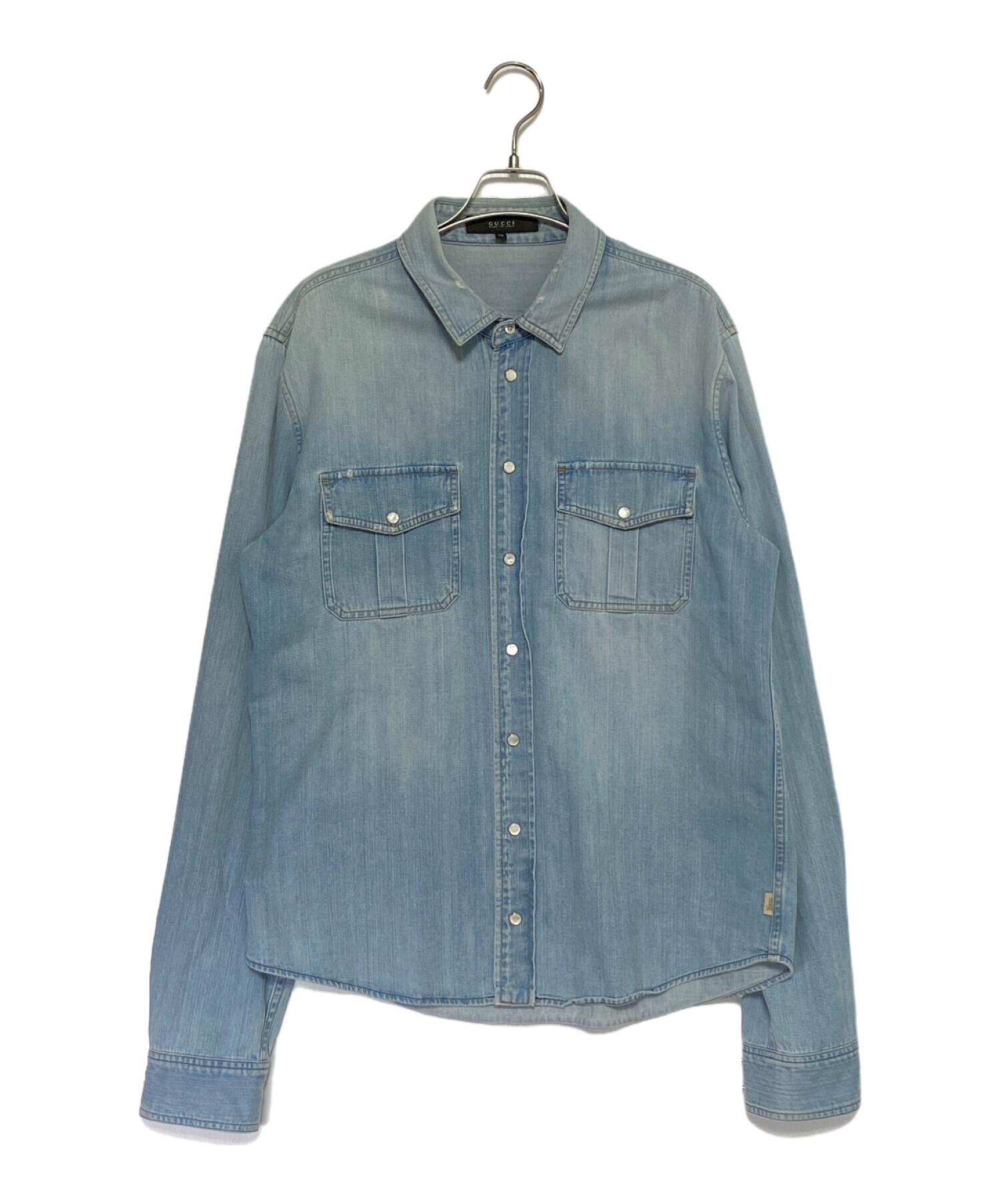 中古・古着通販】GUCCI (グッチ) デニムシャツ スカイブルー サイズ:48 
