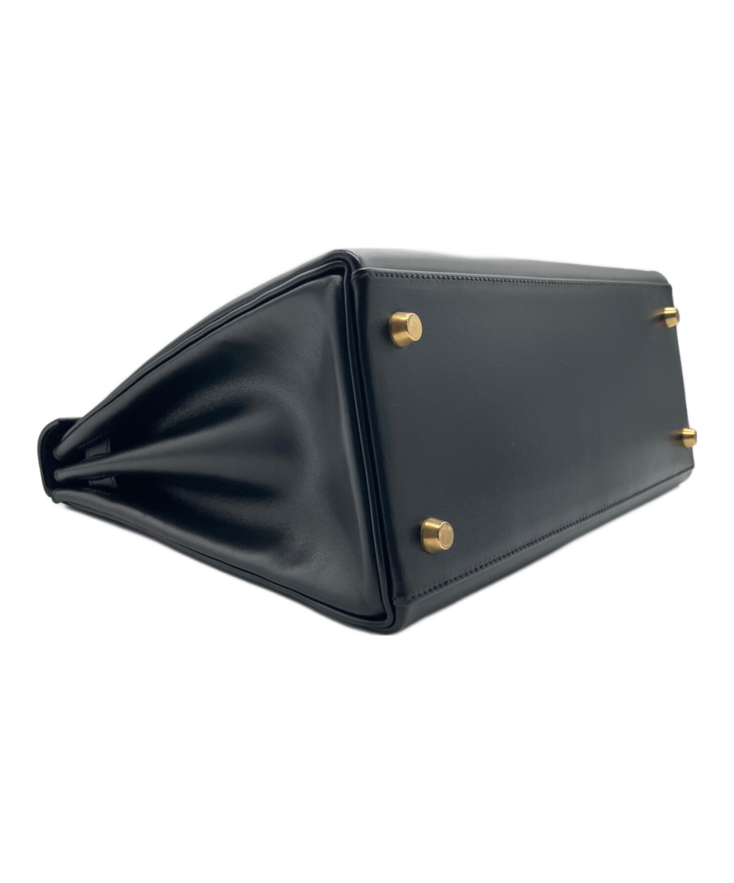 エルメス HERMES ケリー28 外縫い □F刻 ブラック/GD金具 ボックスカーフ レディース ショルダーバッグ エルメス ケリー28/外縫い ブラック ボックスカーフ ゴールド金具