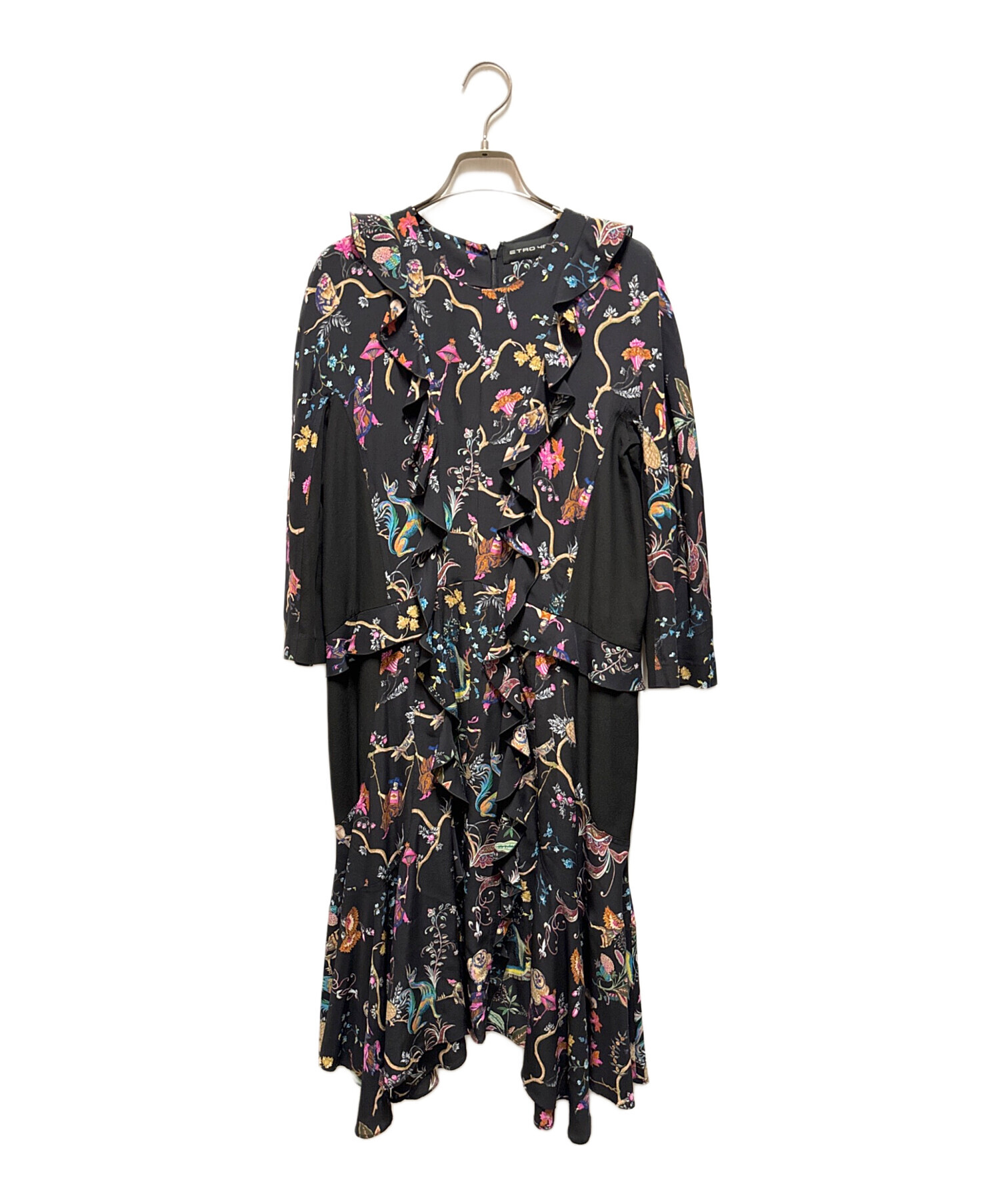 中古・古着通販】ETRO (エトロ) 花柄ワンピース ブラック サイズ:48