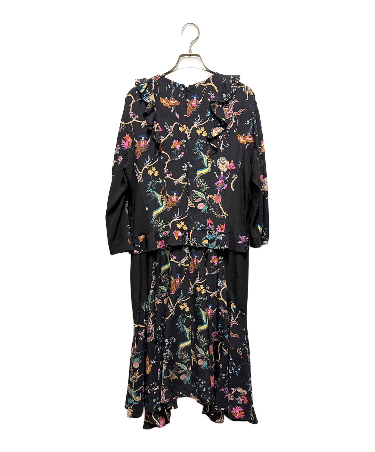 ETRO エトロ　総柄　花柄　フラワー　ボタニカル　とろみ　ワンピース　40 黒 中古・古着通販】ETRO (エトロ) 花柄ワンピース ブラック サイズ:48