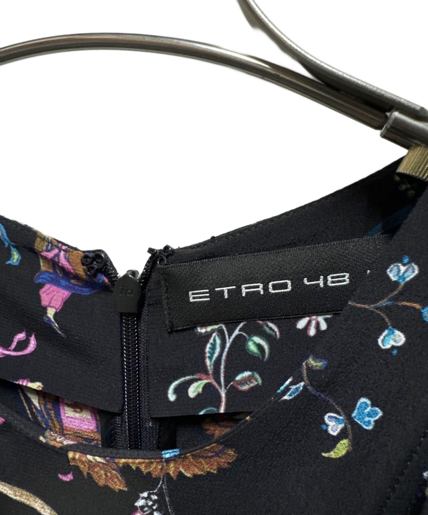 中古・古着通販】ETRO (エトロ) 花柄ワンピース ブラック サイズ:48