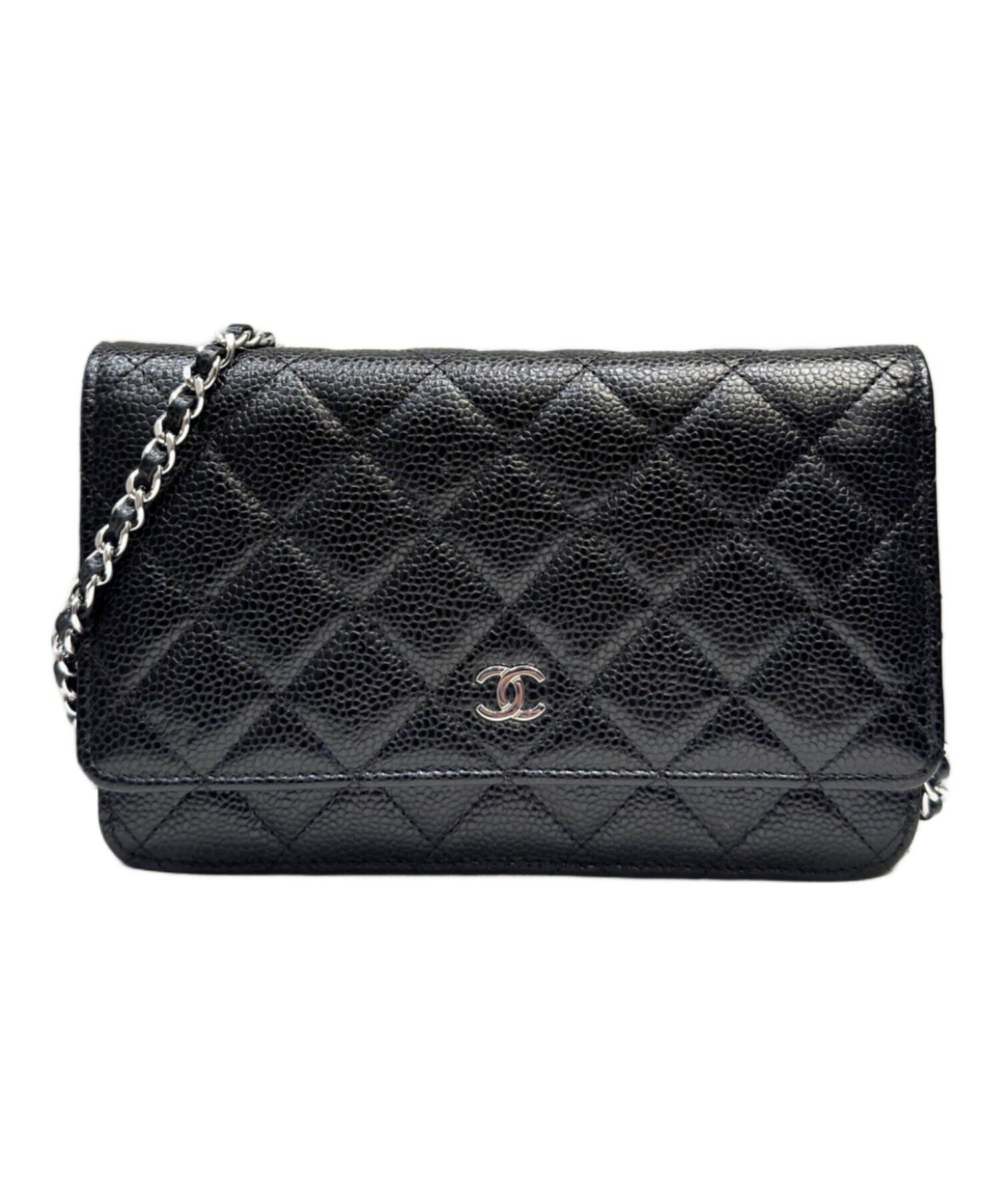 中古・古着通販】CHANEL (シャネル) キャビアスキンチェーンウォレット