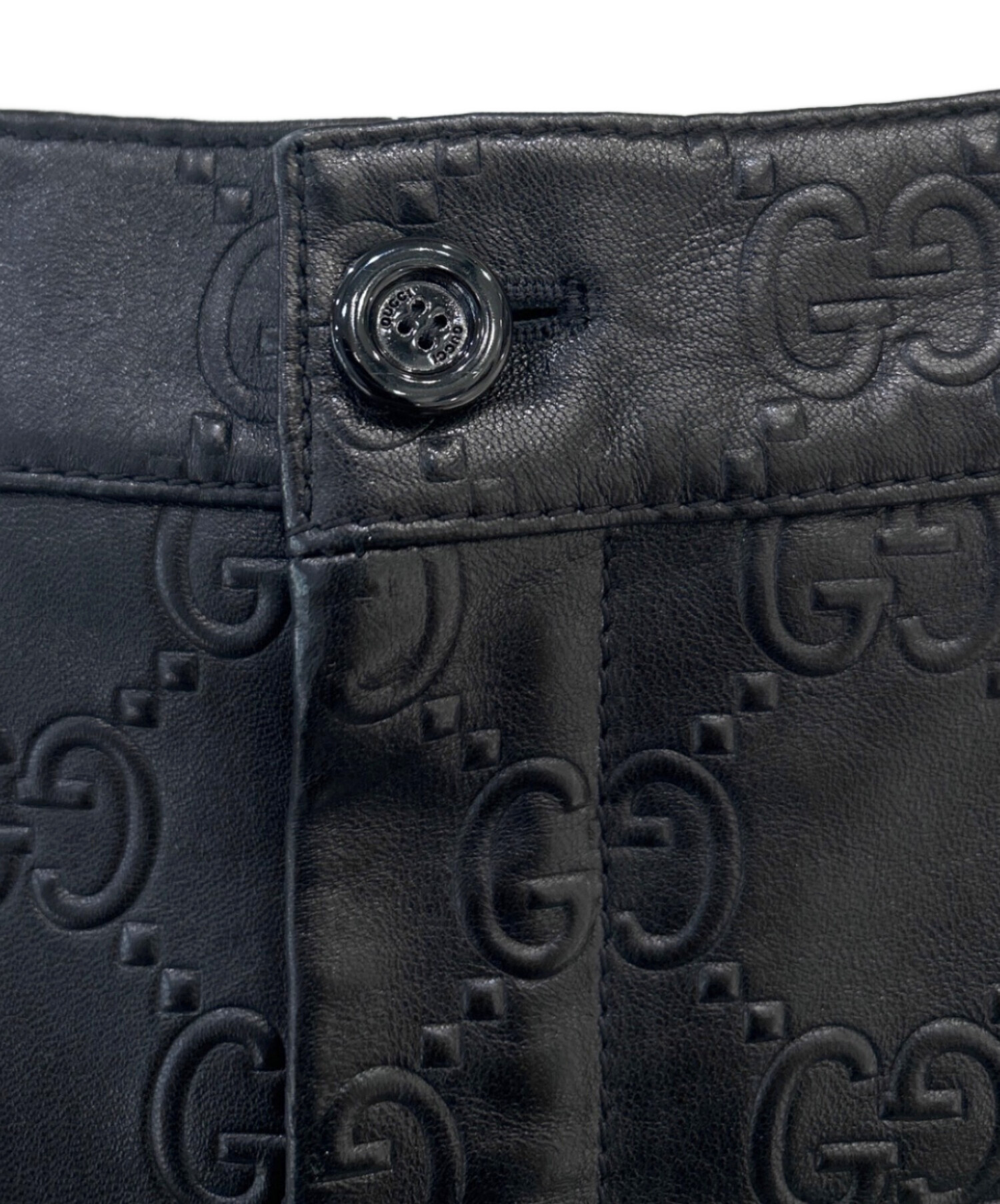 中古・古着通販】GUCCI (グッチ) GGレザーショートパンツ ブラック