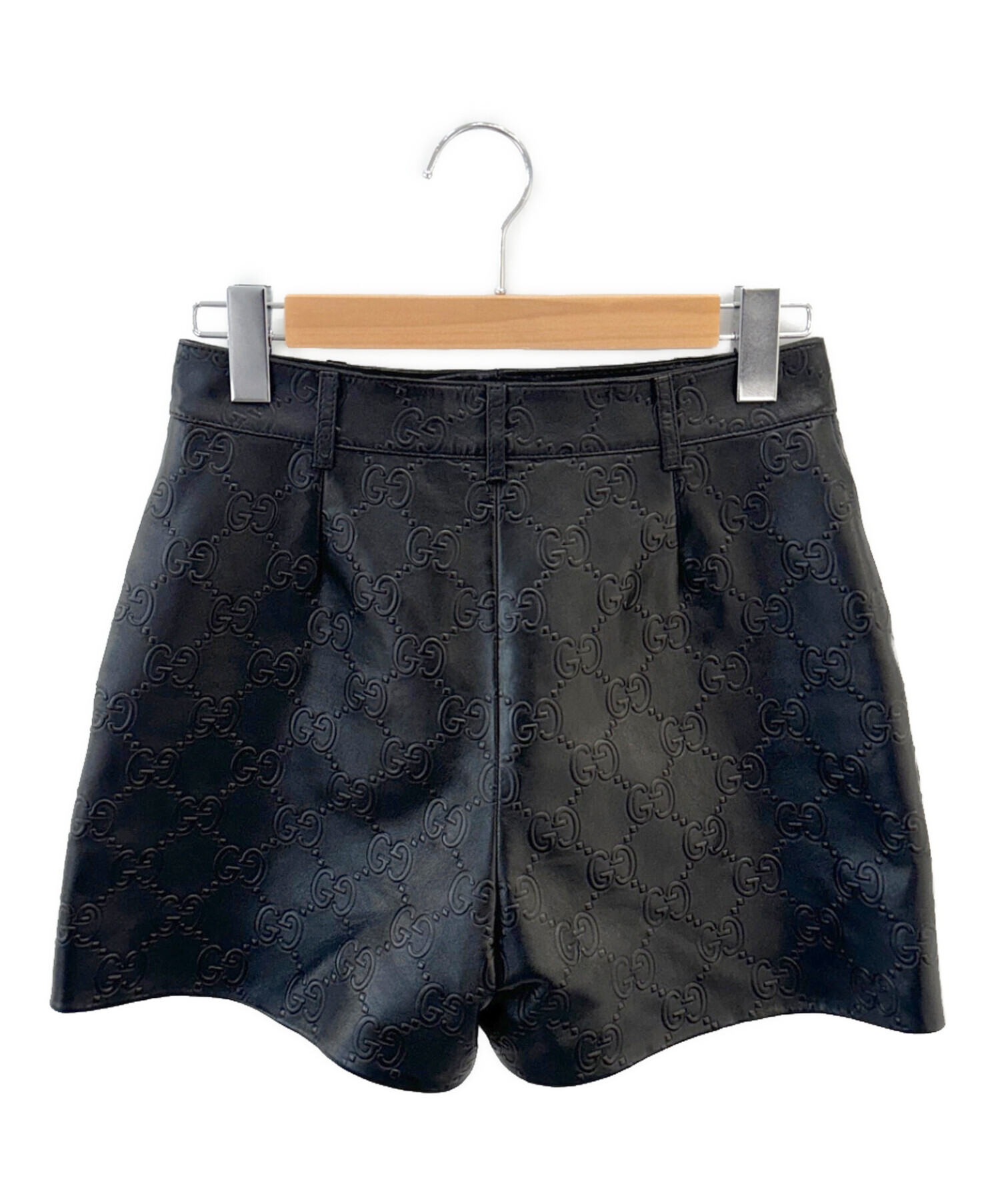 中古・古着通販】GUCCI (グッチ) GGレザーショートパンツ ブラック