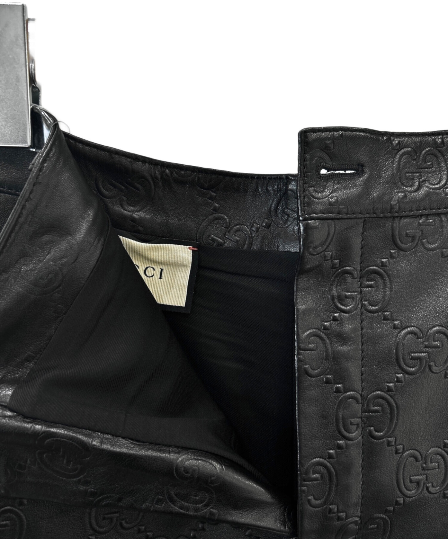 中古・古着通販】GUCCI (グッチ) GGレザーショートパンツ ブラック