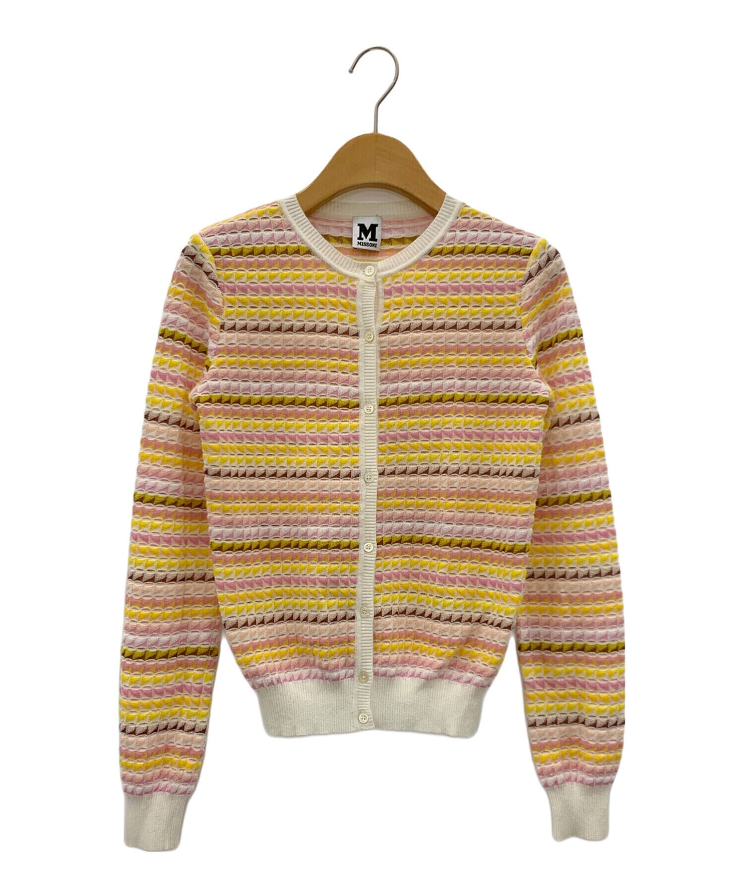 中古・古着通販】MISSONI (ミッソーニ) 丸首カーディガン ピンク 