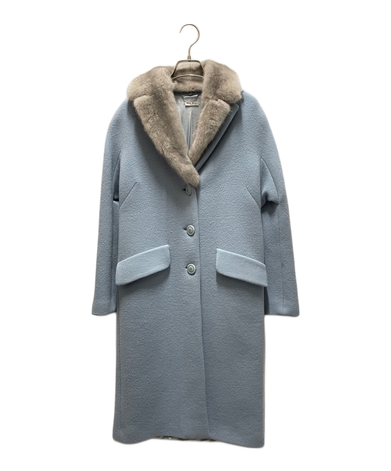 中古・古着通販】MIU MIU (ミュウミュウ) 切り替えファーコート スカイ