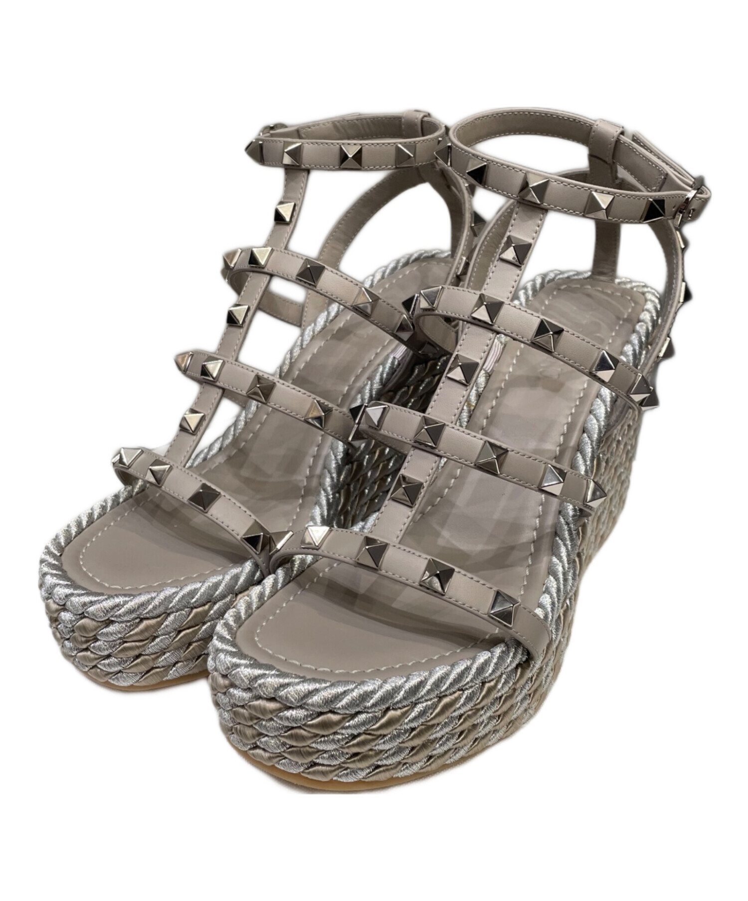 VALENTINO ヴァレンティノ サンダル スタッズ ブラウン 24.5cm